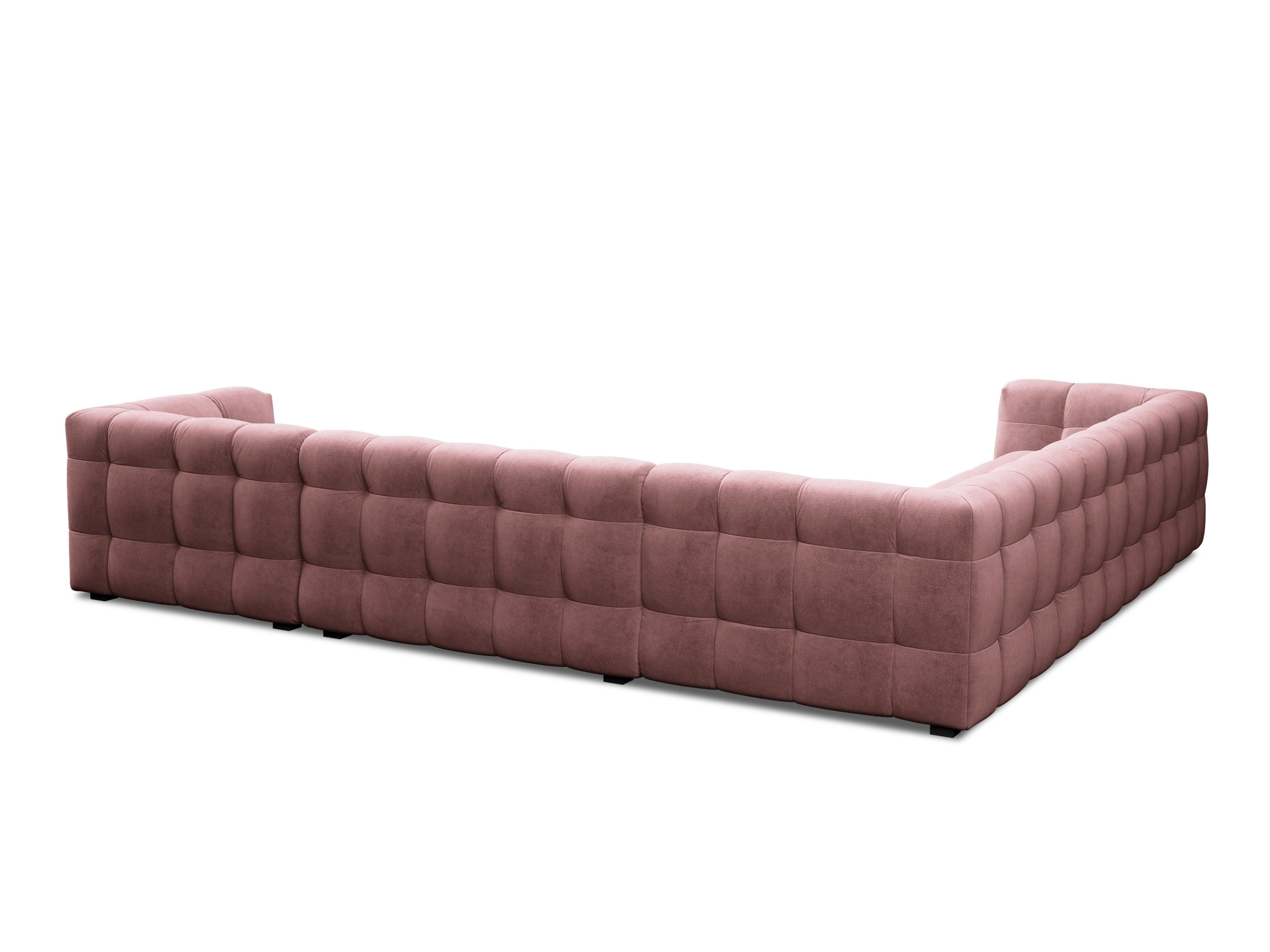 U-shaped corner sofa velvet left VESTA pink - Eye on Design