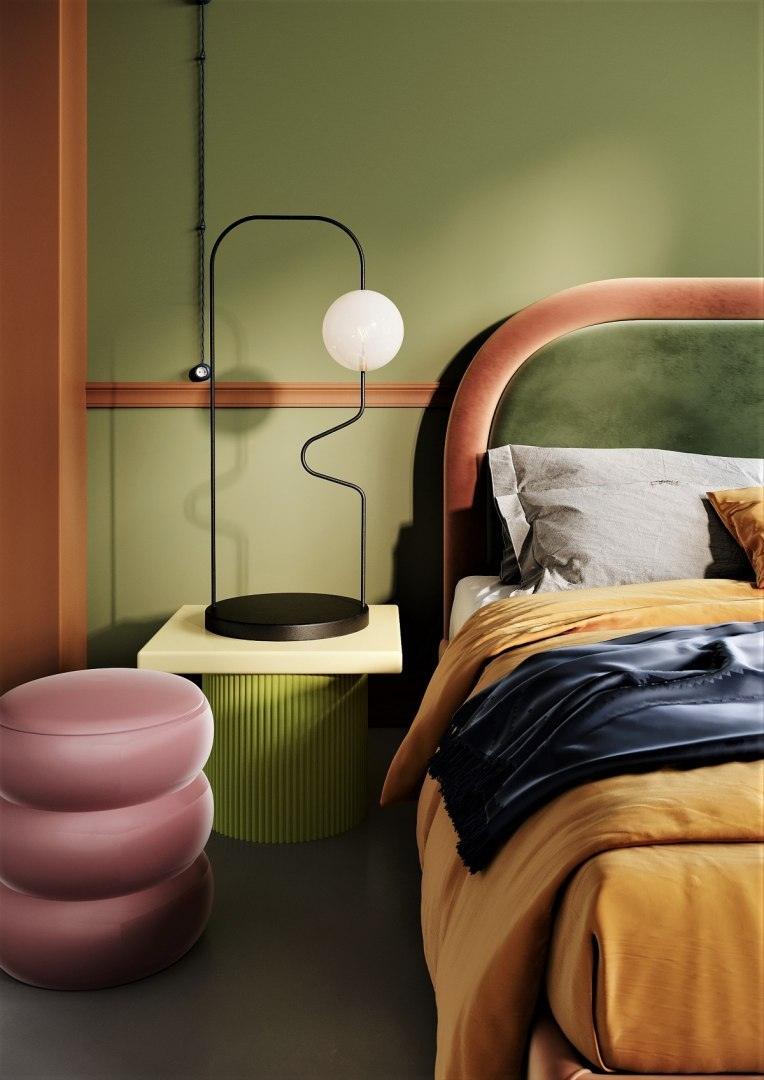 Upholstered bed MILO green-pink - Eye on Design