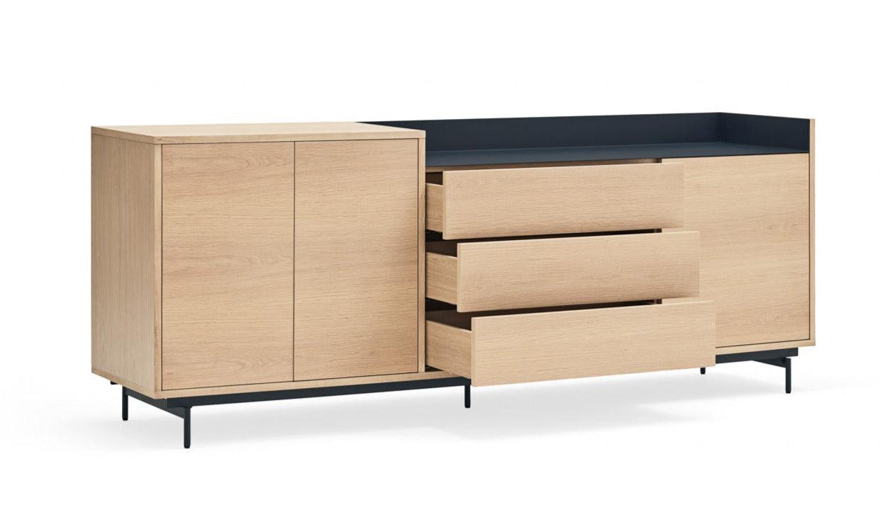 VALLEY chest of drawers natural oak with dark finish - Eye on Design