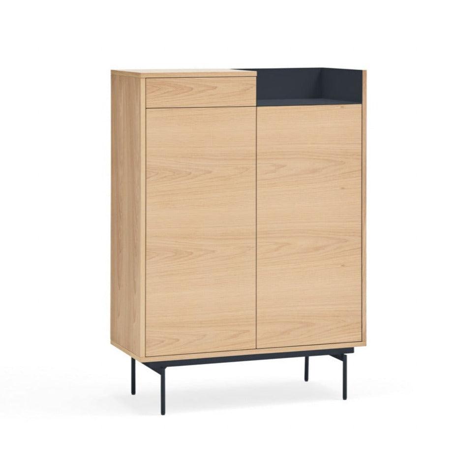 VALLEY high chest of drawers natural oak with dark finish - Eye on Design