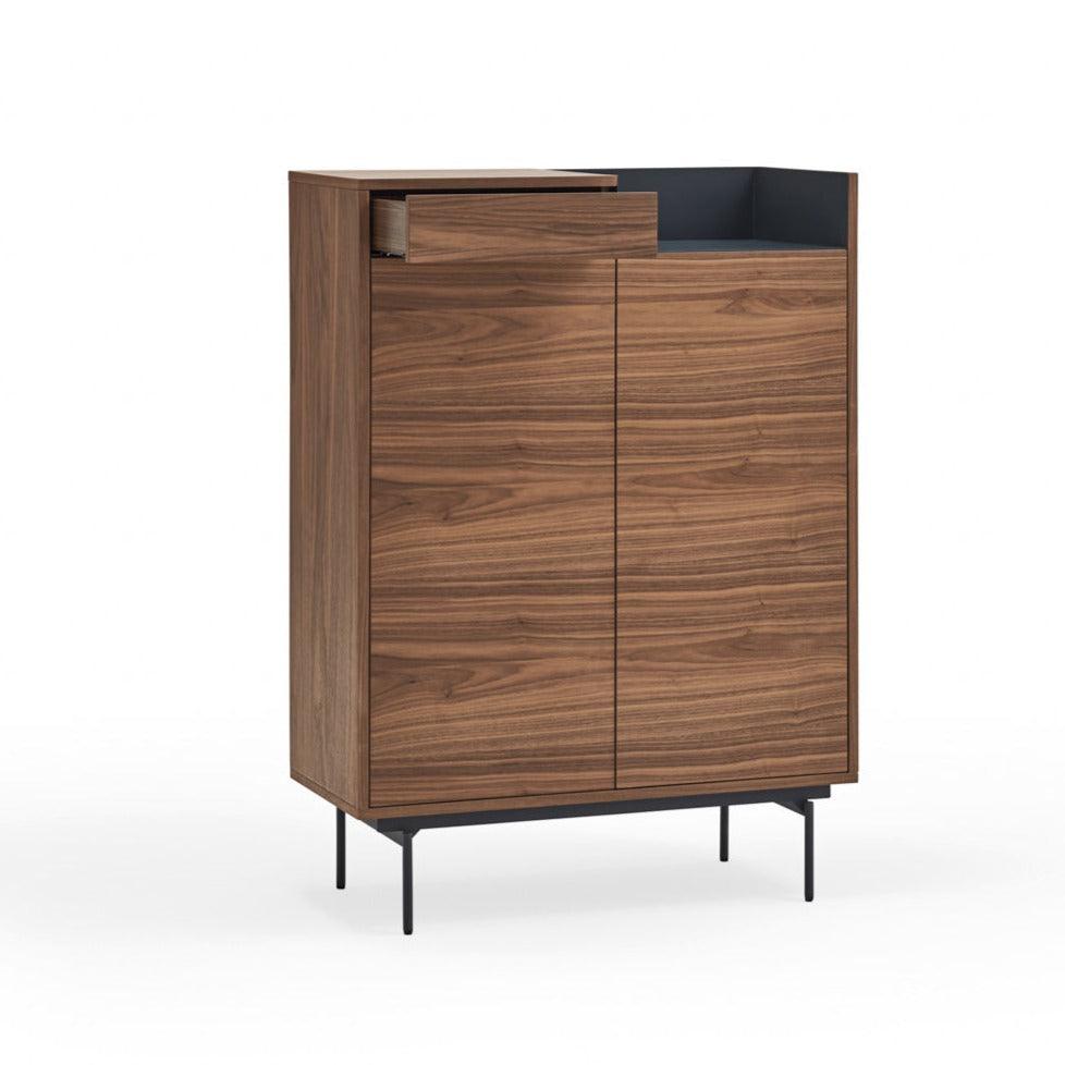 VALLEY high chest of drawers walnut wood with dark finish - Eye on Design