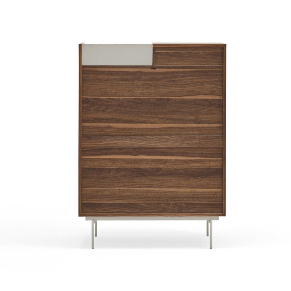 VALLEY high chest of drawers walnut wood with light finish - Eye on Design