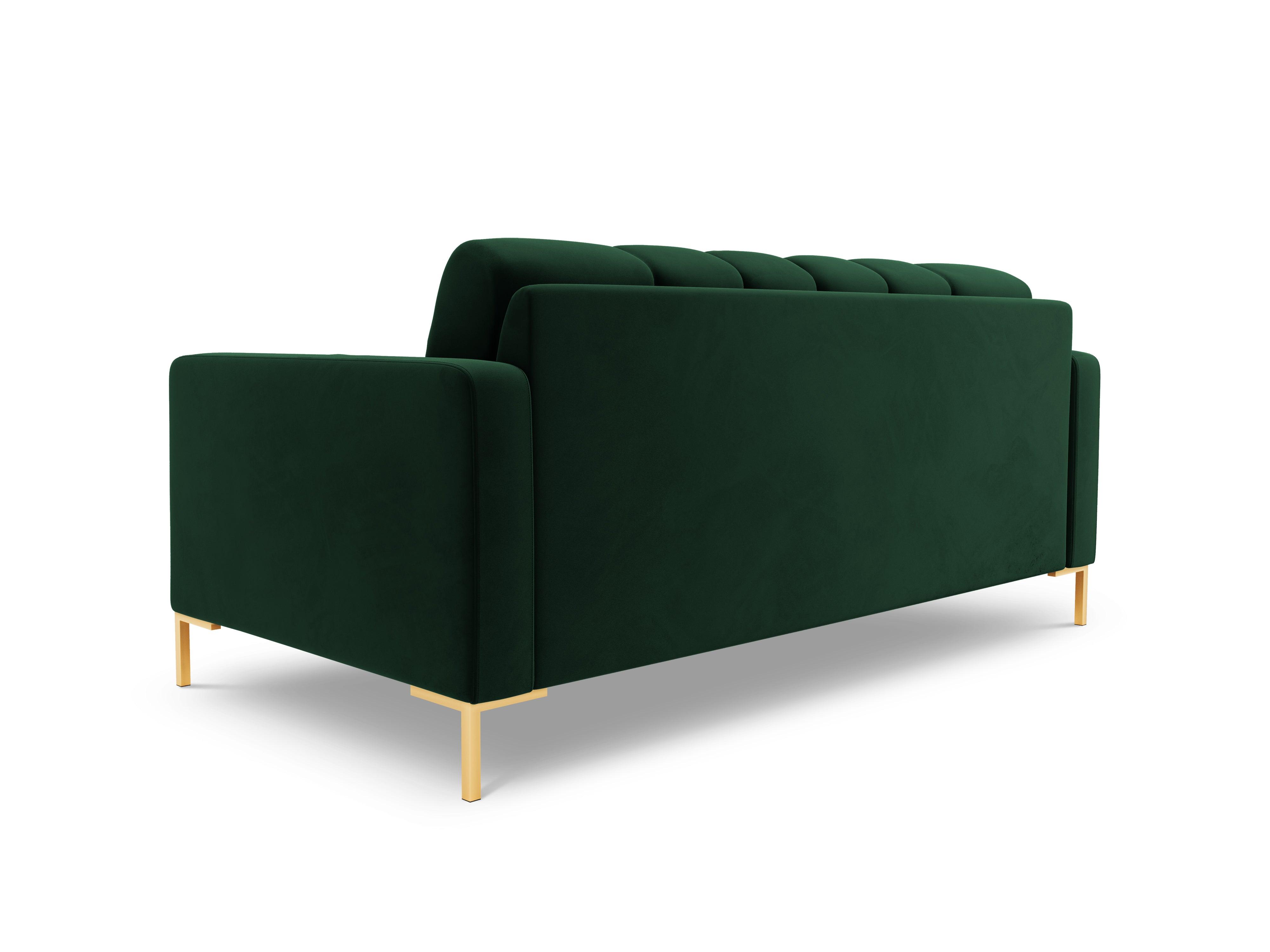 Velvet 2-seater sofa BALI bottle green with gold base - Eye on Design