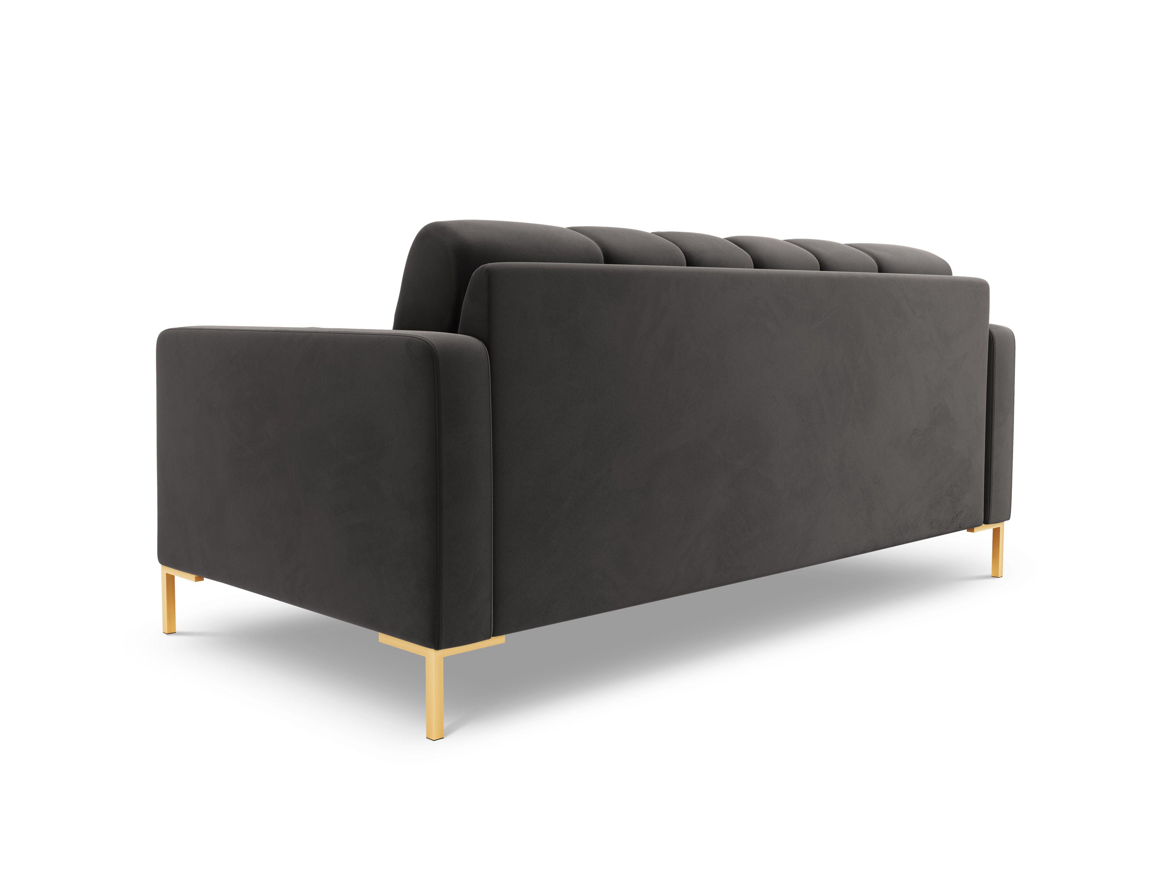 Velvet 2-seater sofa BALI dark grey with gold base - Eye on Design