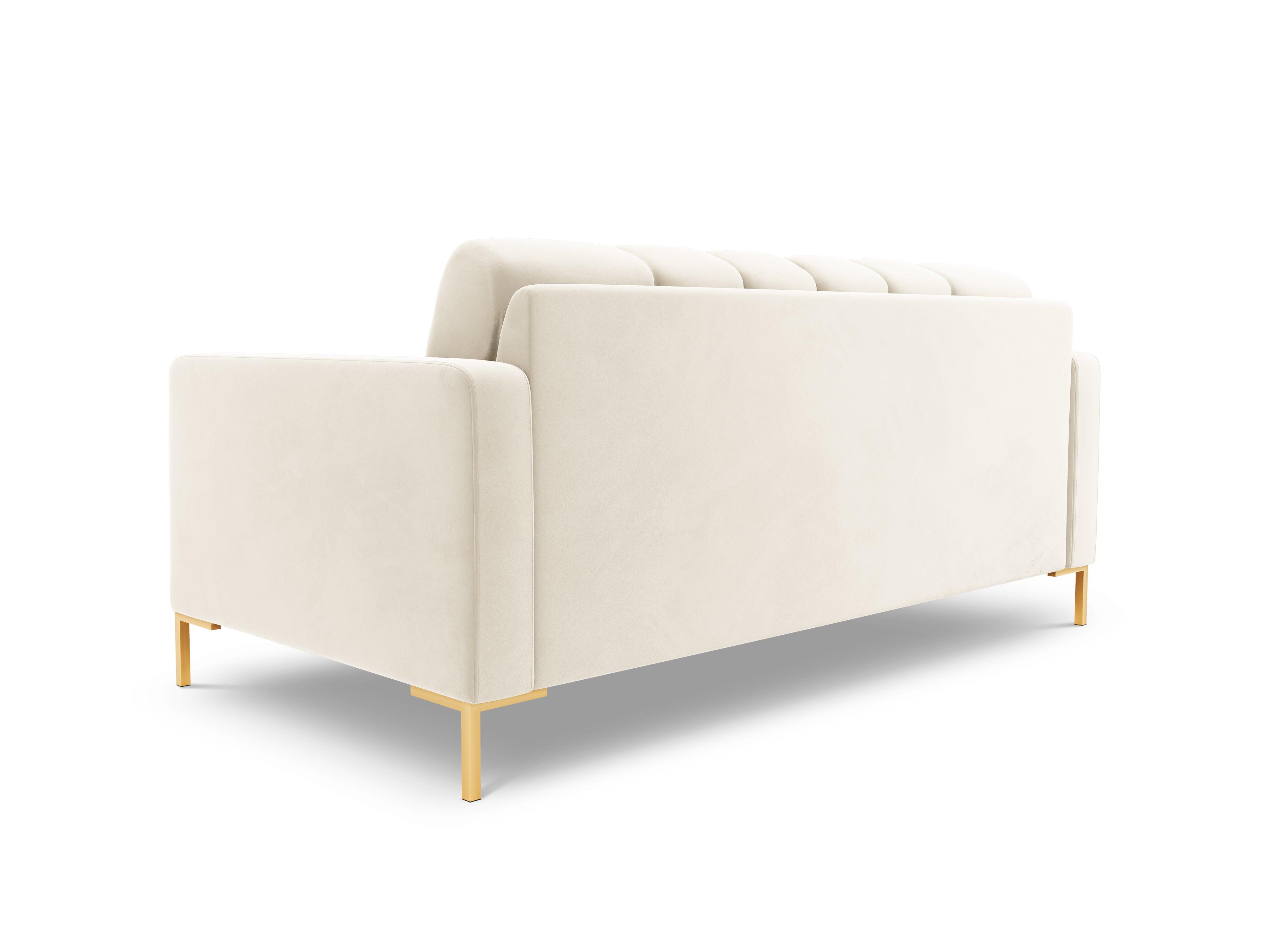 Velvet 2-seater sofa BALI light beige with gold base - Eye on Design