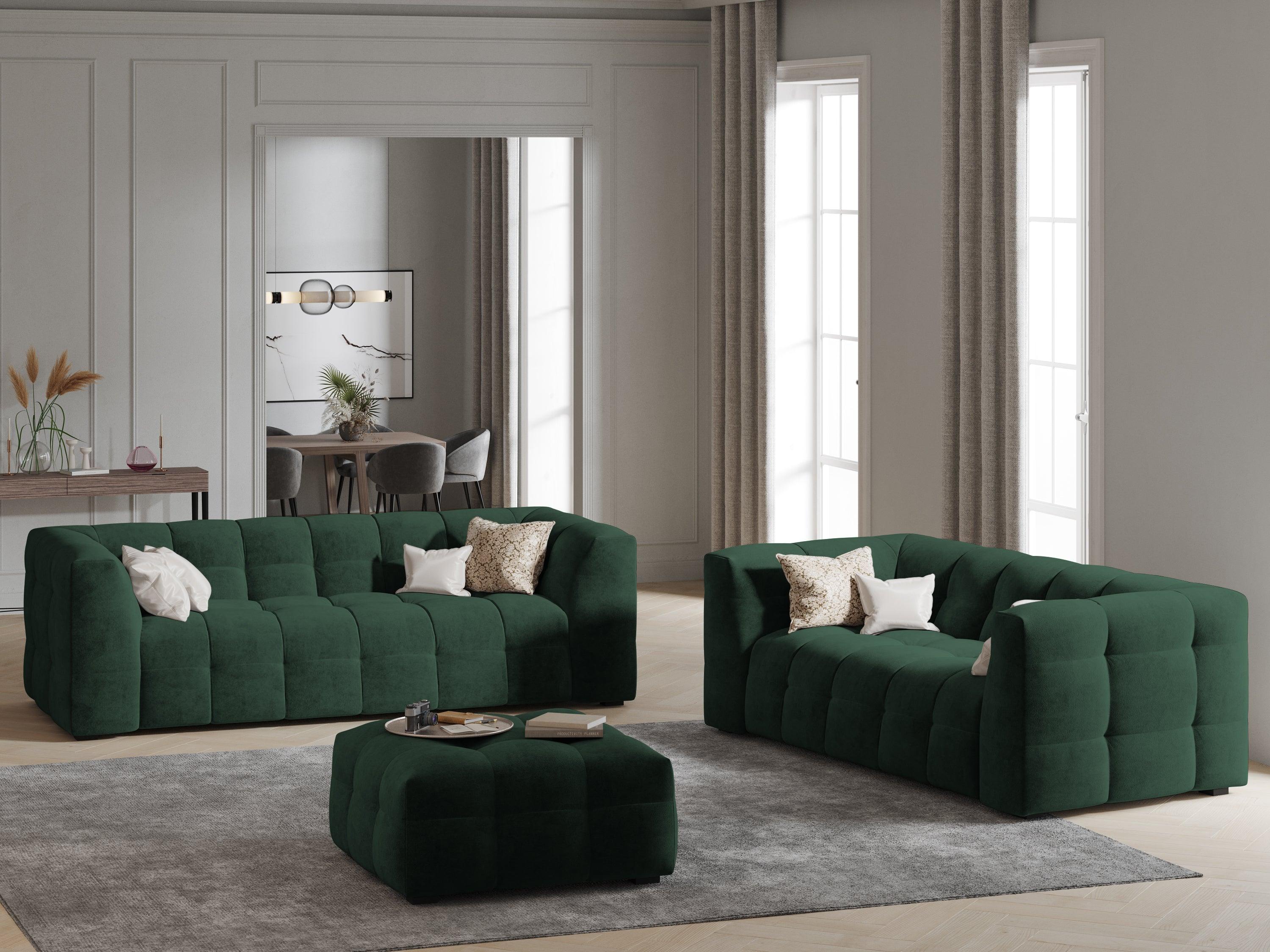 Velvet 2-seater sofa VESTA bottle green - Eye on Design