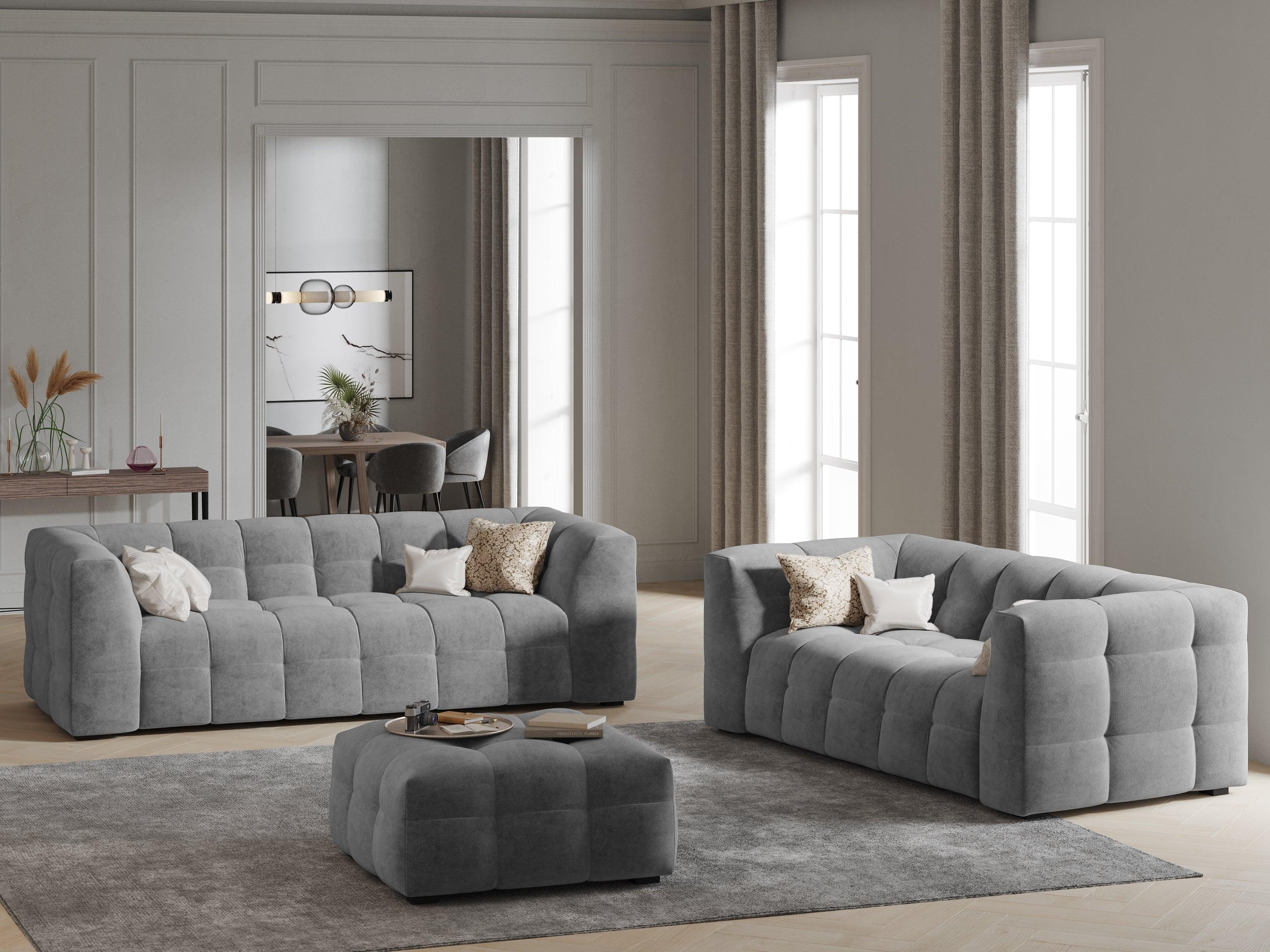 Velvet 2-seater sofa VESTA grey - Eye on Design