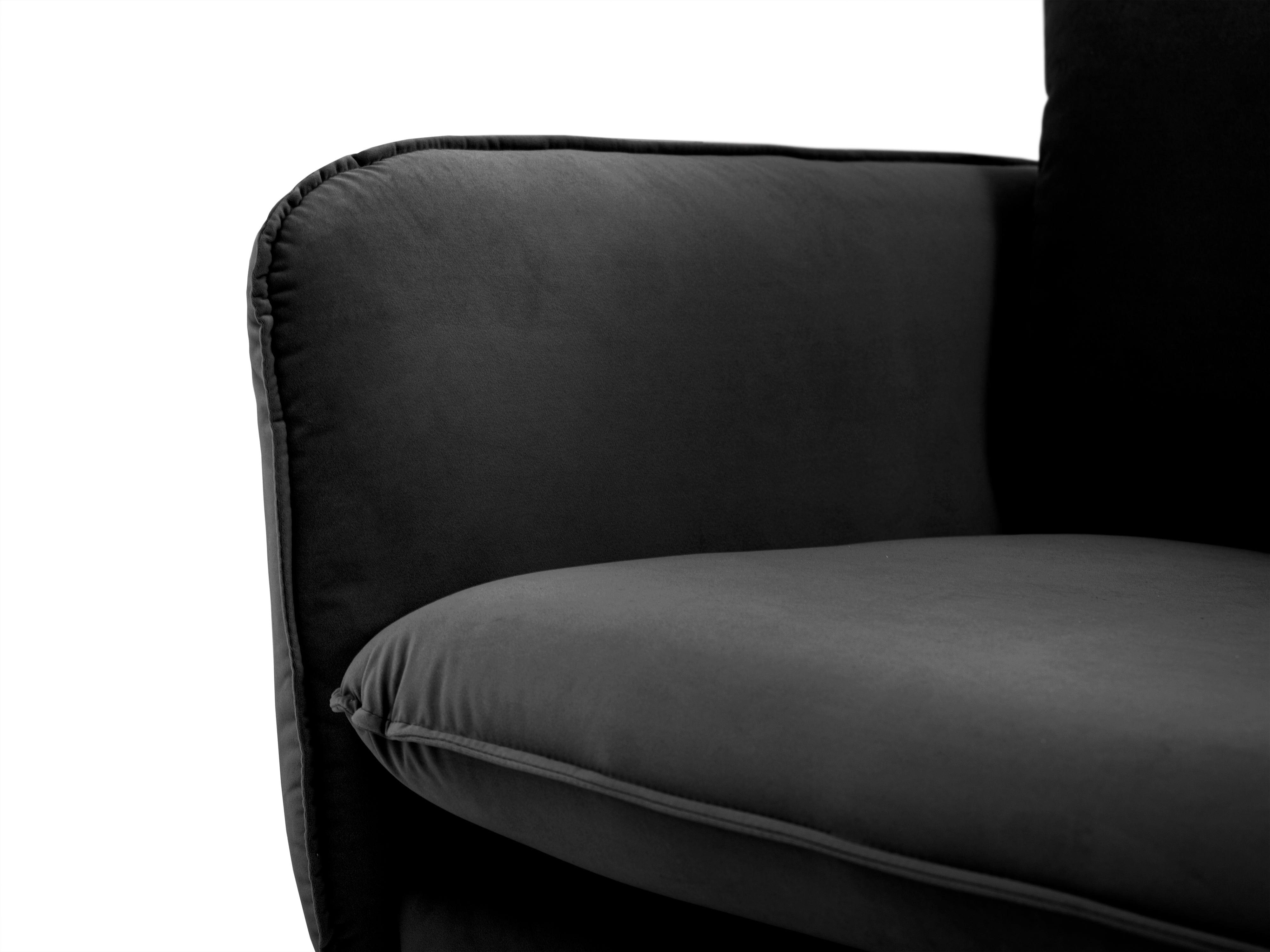 Velvet 2-seater sofa VIENNA black with black base - Eye on Design