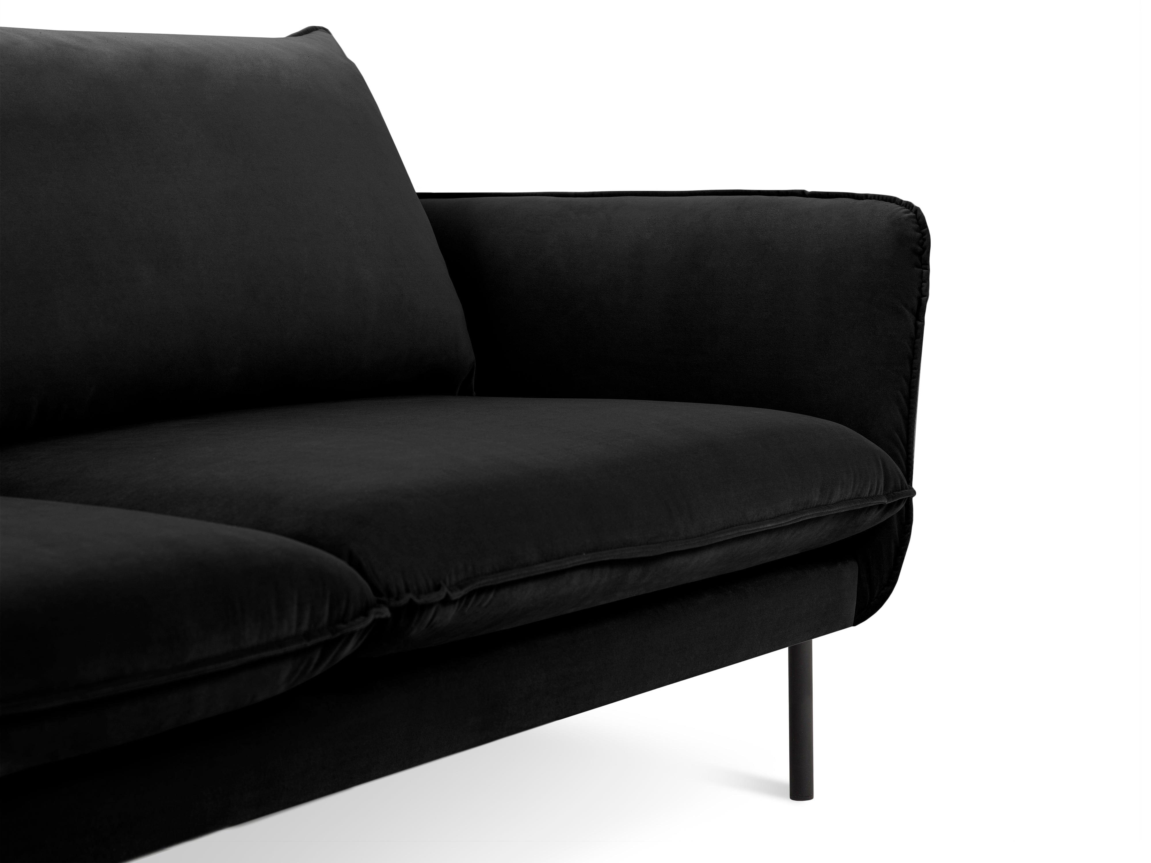 Velvet 2-seater sofa VIENNA black with black base - Eye on Design