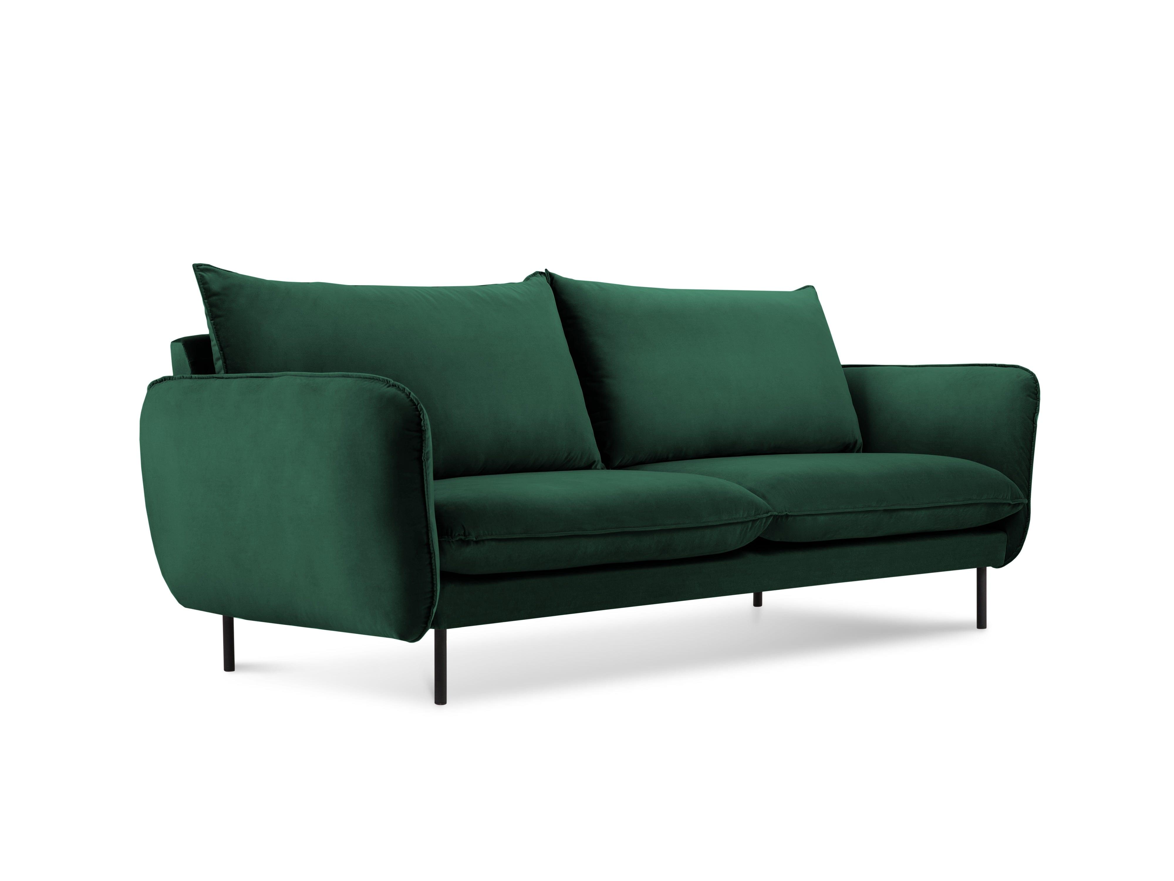 Velvet 2-seater sofa VIENNA green with black base - Eye on Design