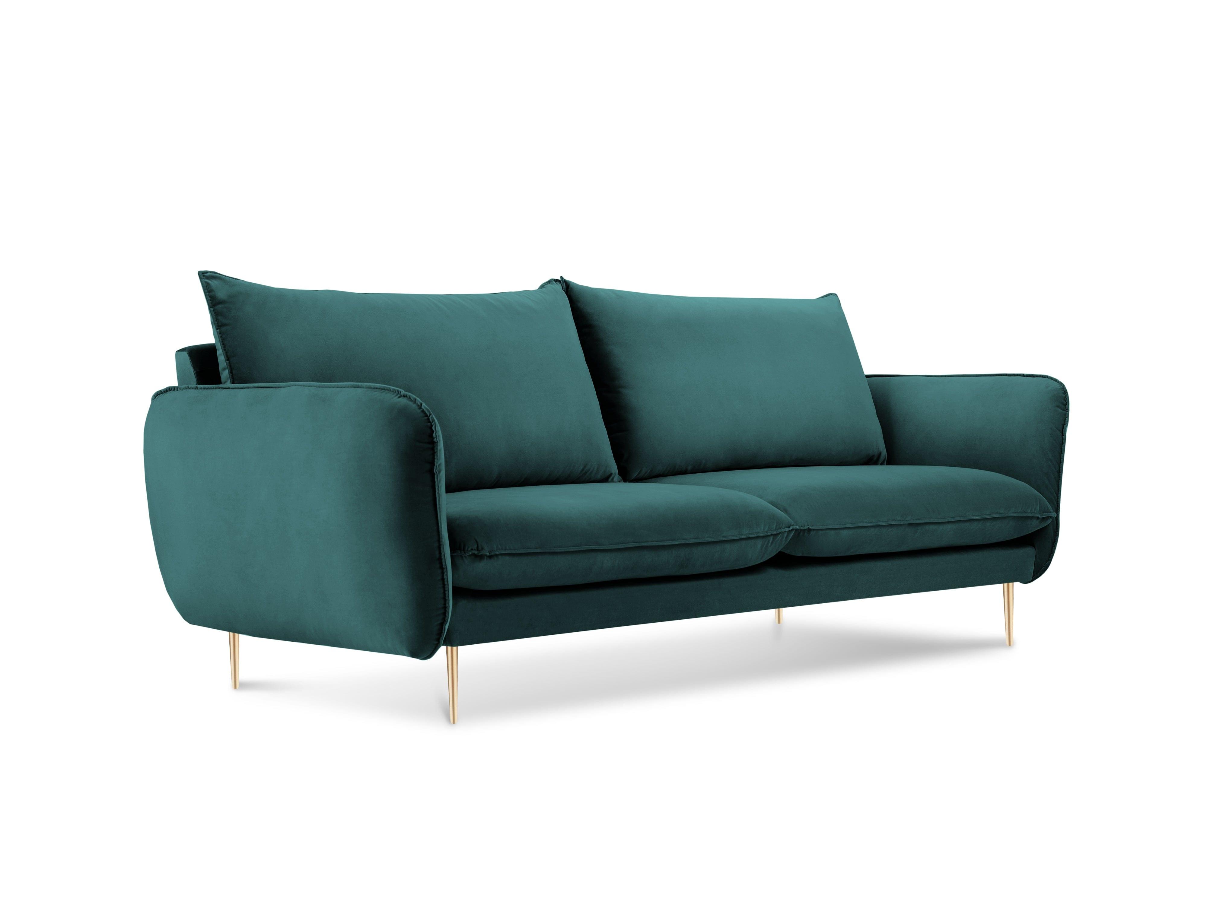 Velvet 2-seater sofa VIENNA marine with gold base - Eye on Design