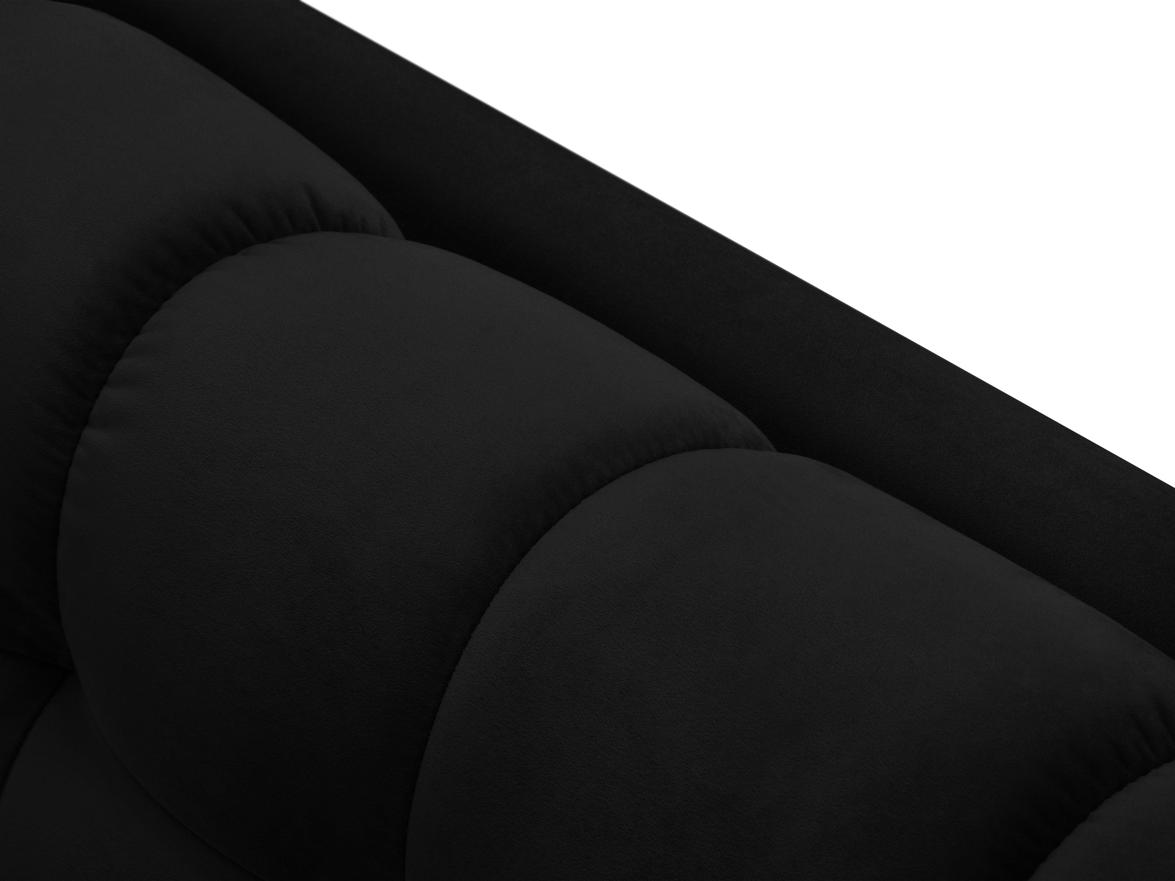 Velvet 3-seater sofa BALI black with gold base - Eye on Design