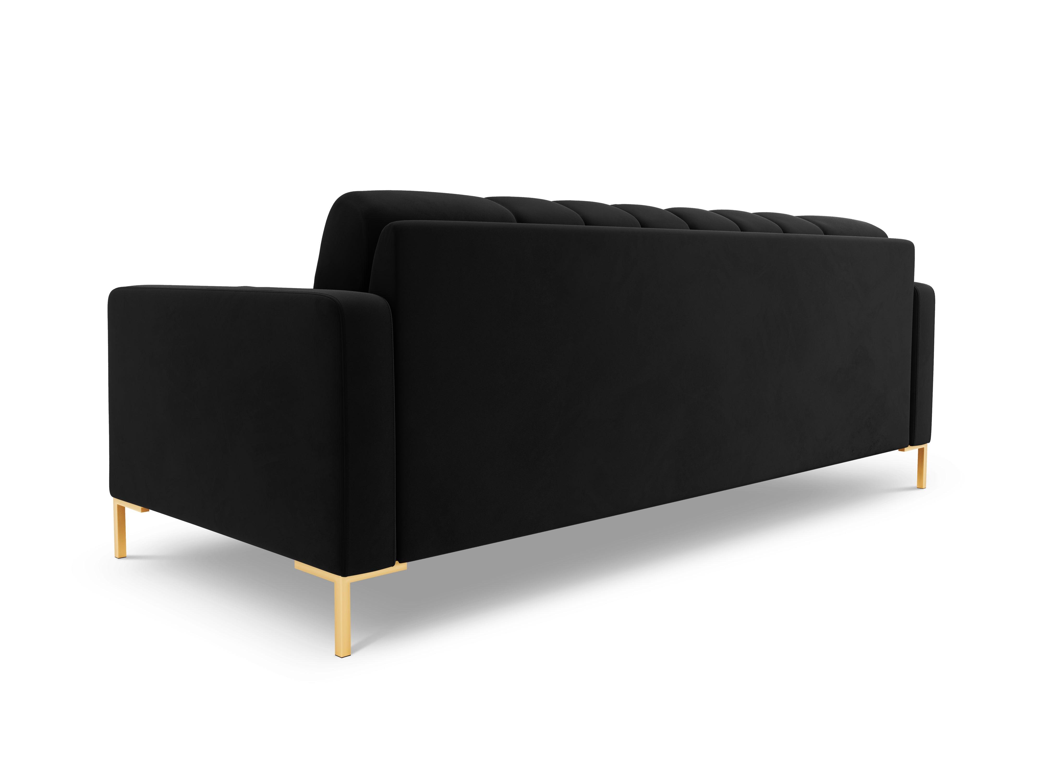 Velvet 3-seater sofa BALI black with gold base - Eye on Design