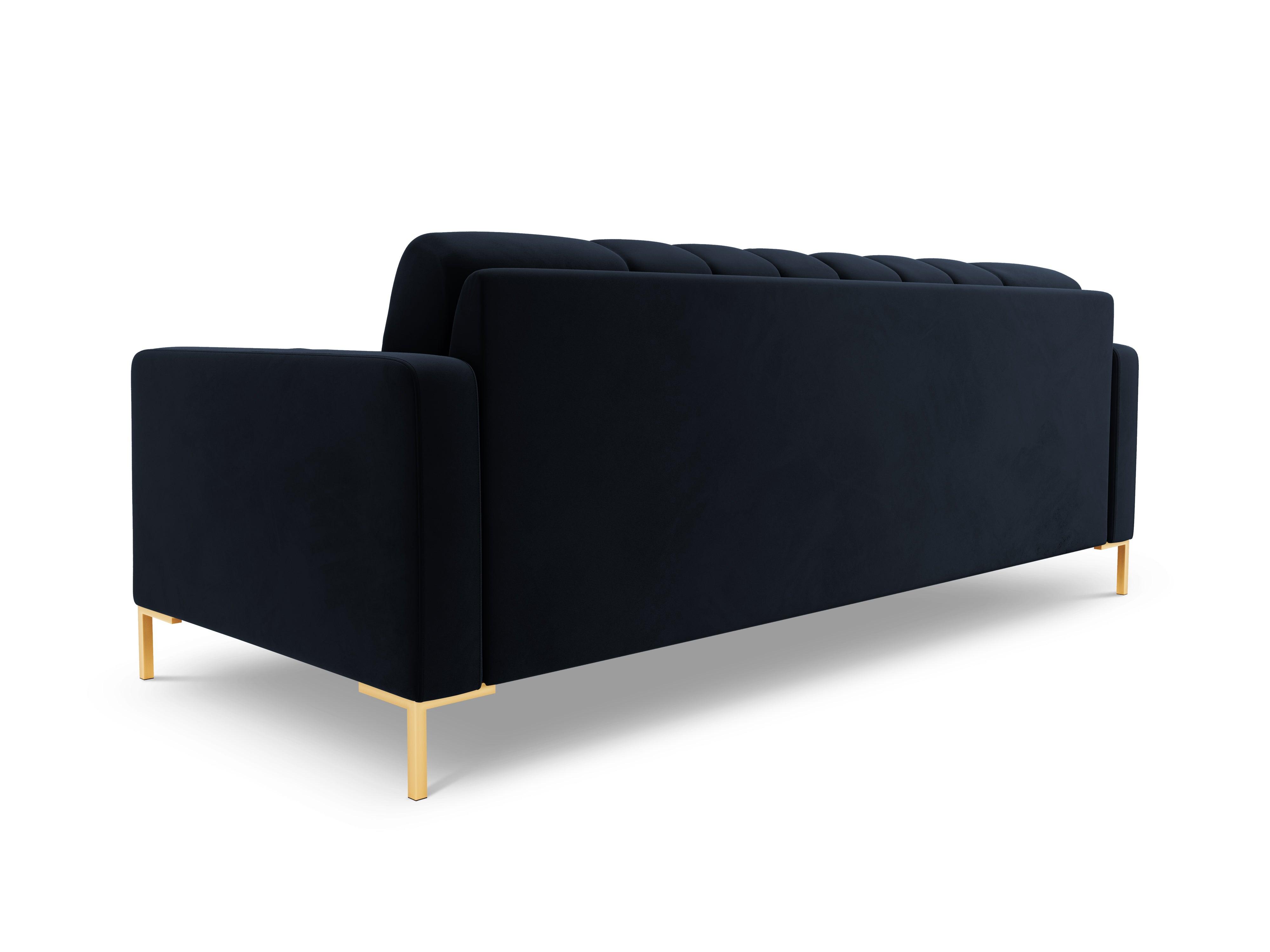 Velvet 3-seater sofa BALI dark blue with gold base - Eye on Design