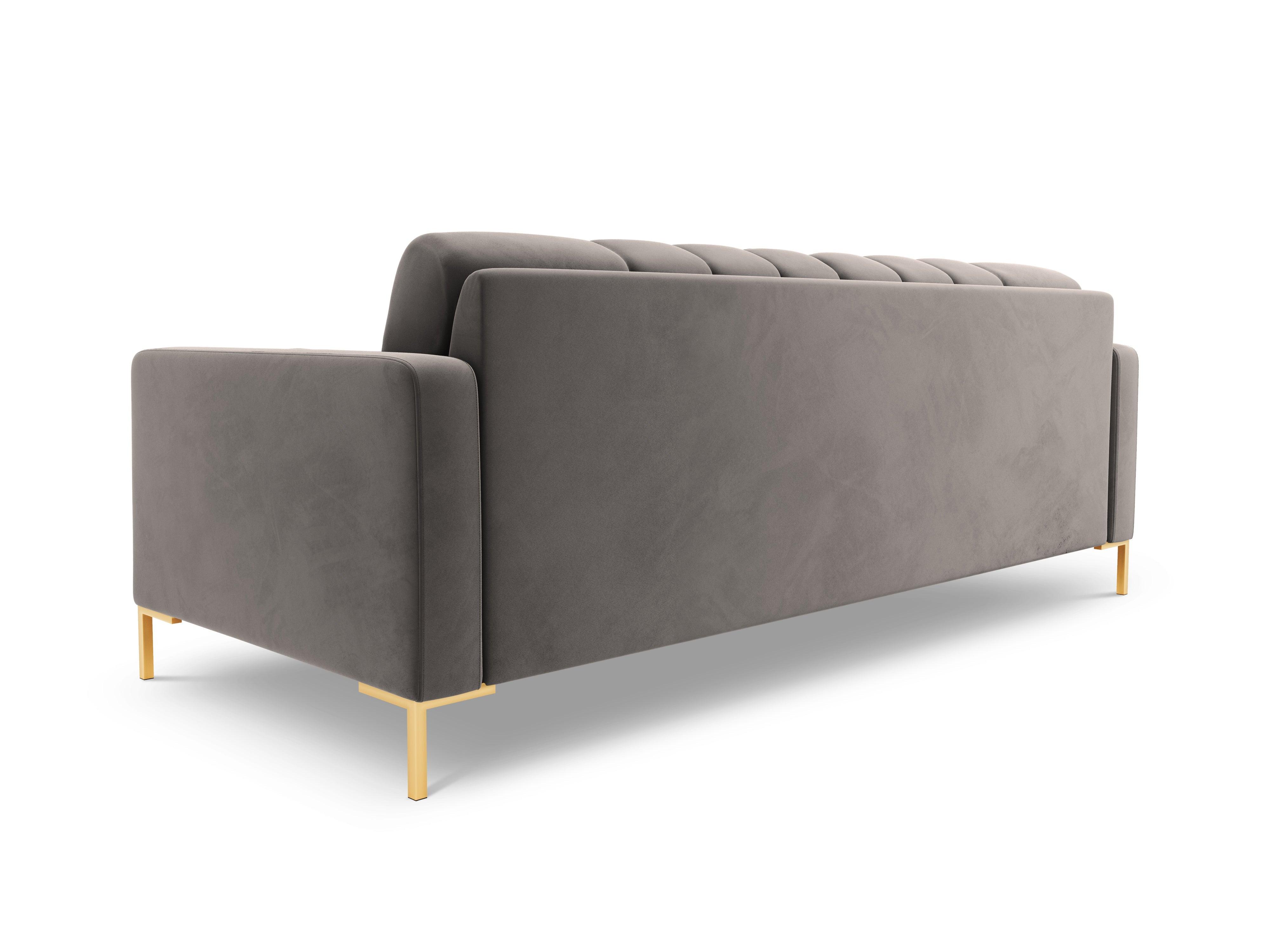 Velvet 3-seater sofa BALI light grey with gold base - Eye on Design