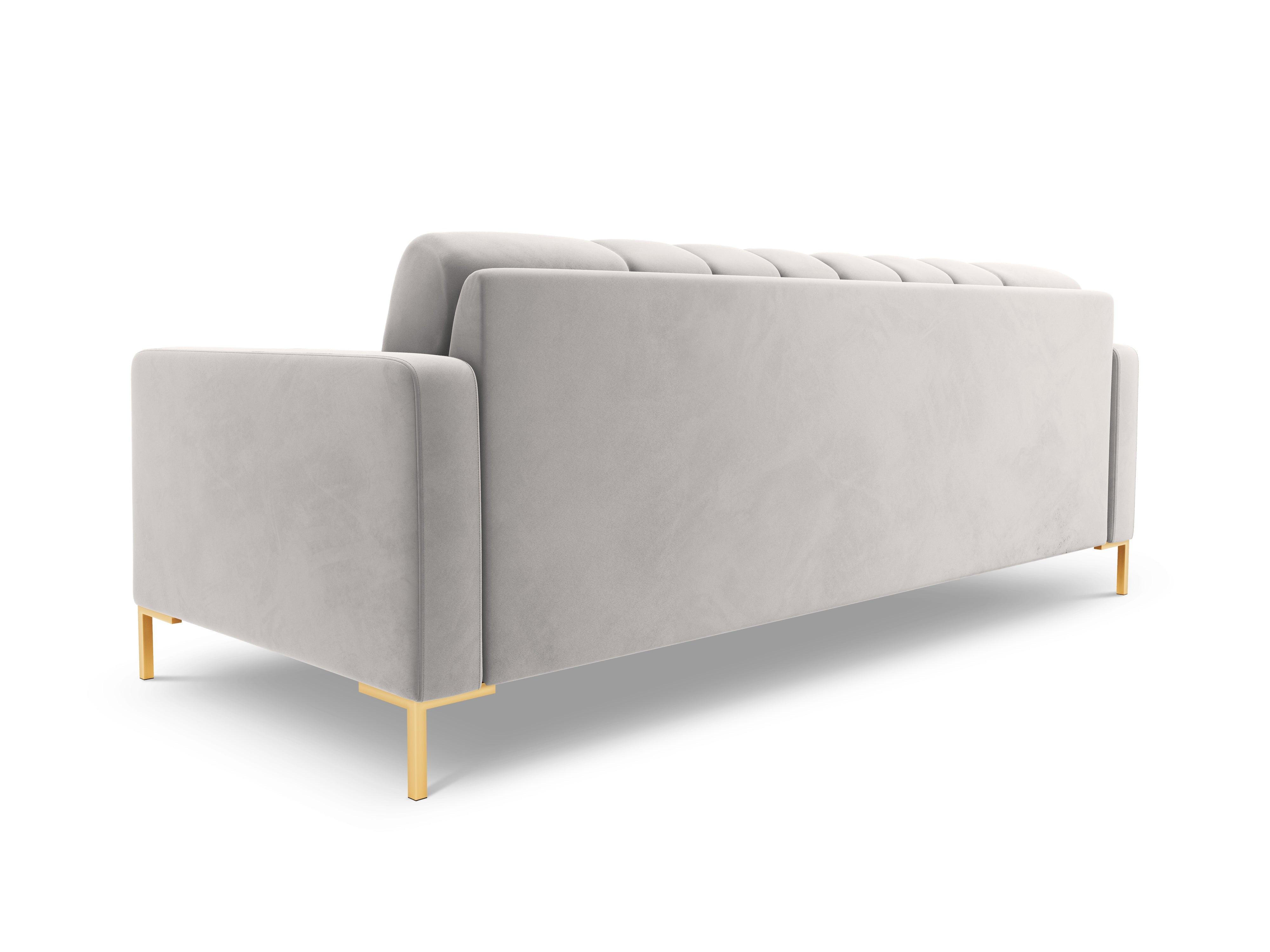 Velvet 3-seater sofa BALI silver with gold base - Eye on Design