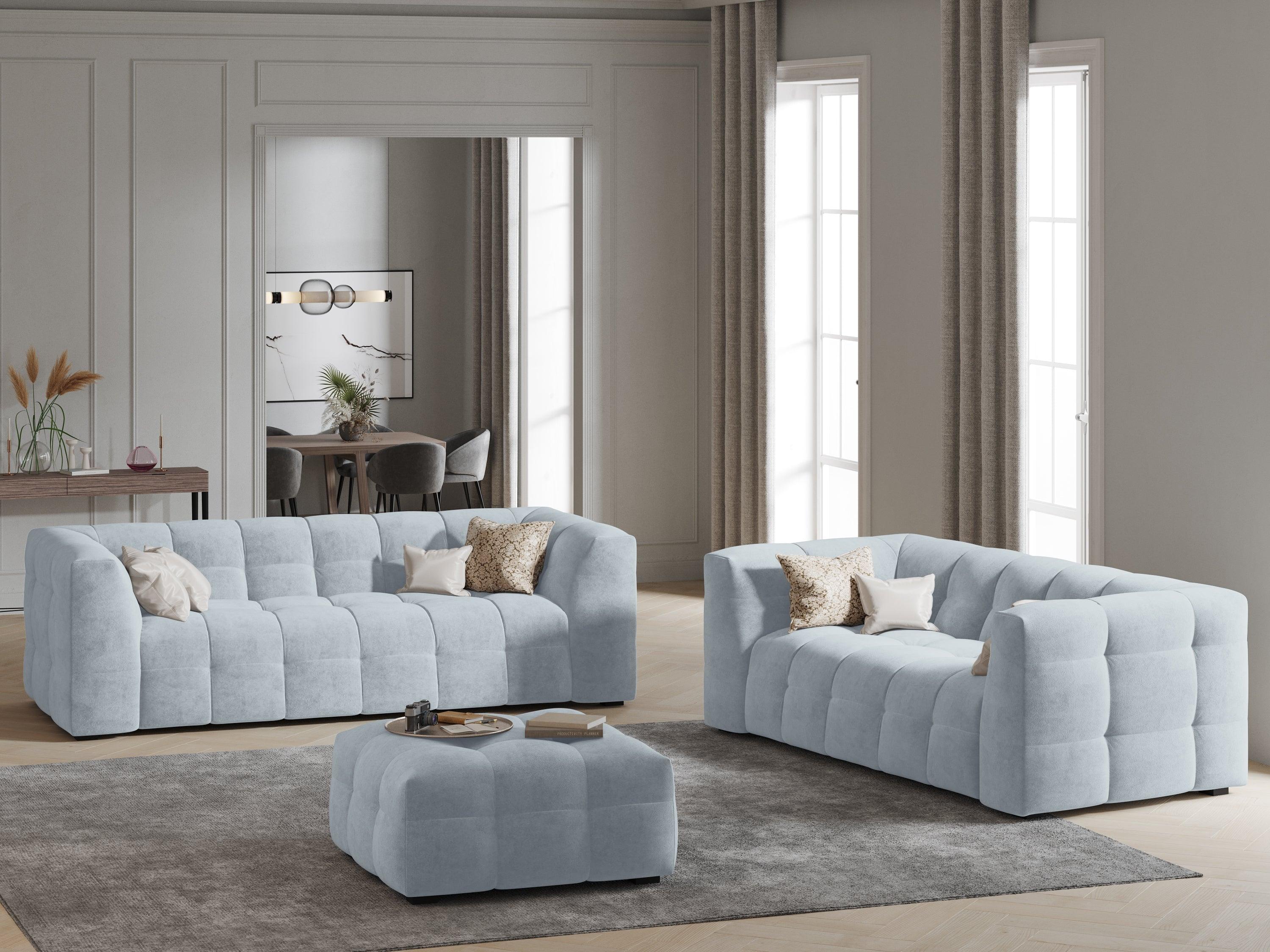 Velvet 3-seater sofa VESTA light blue - Eye on Design