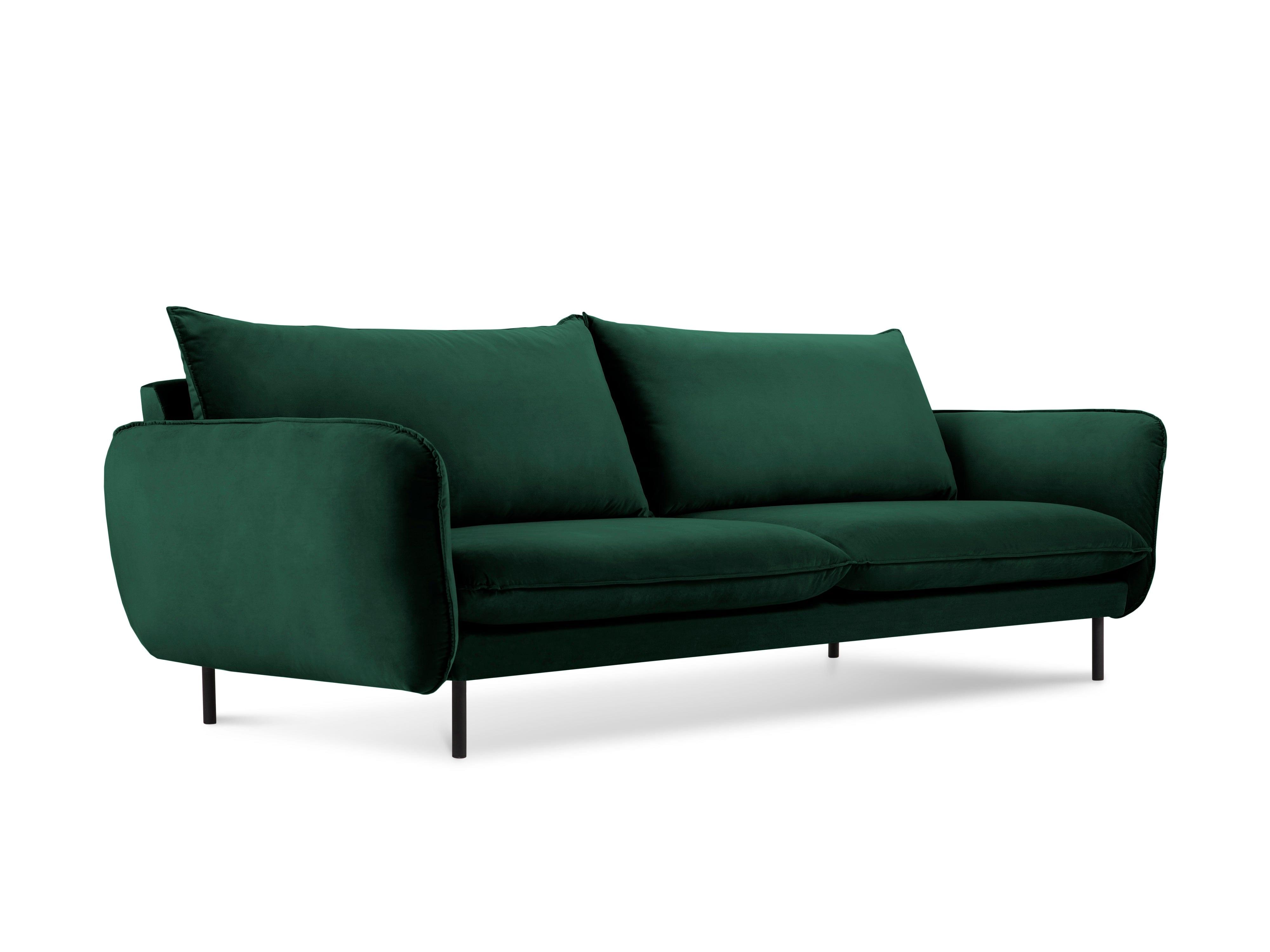 Velvet 3-seater sofa VIENNA green with black base - Eye on Design