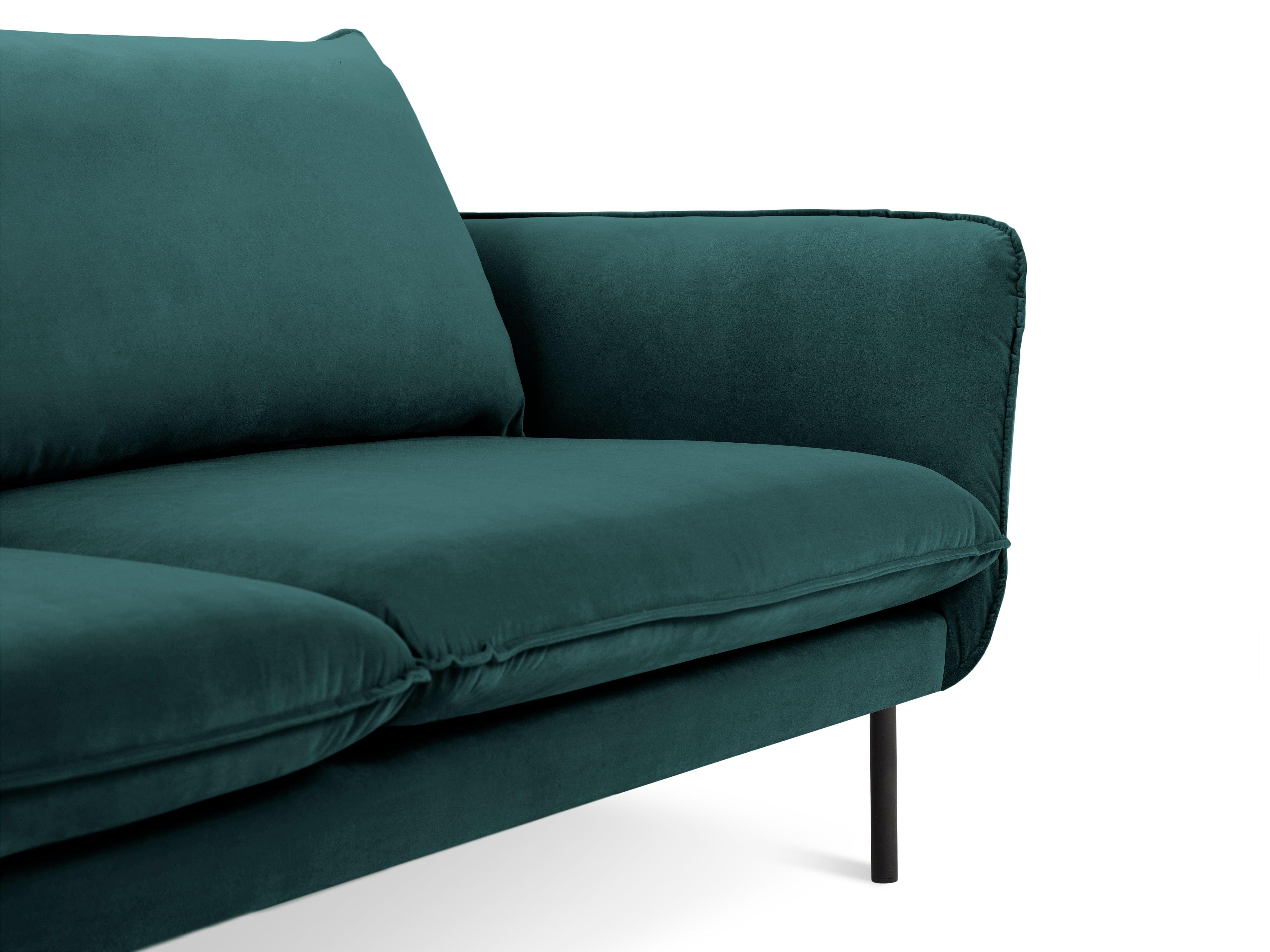 Velvet 3-seater sofa VIENNA marine with black base - Eye on Design