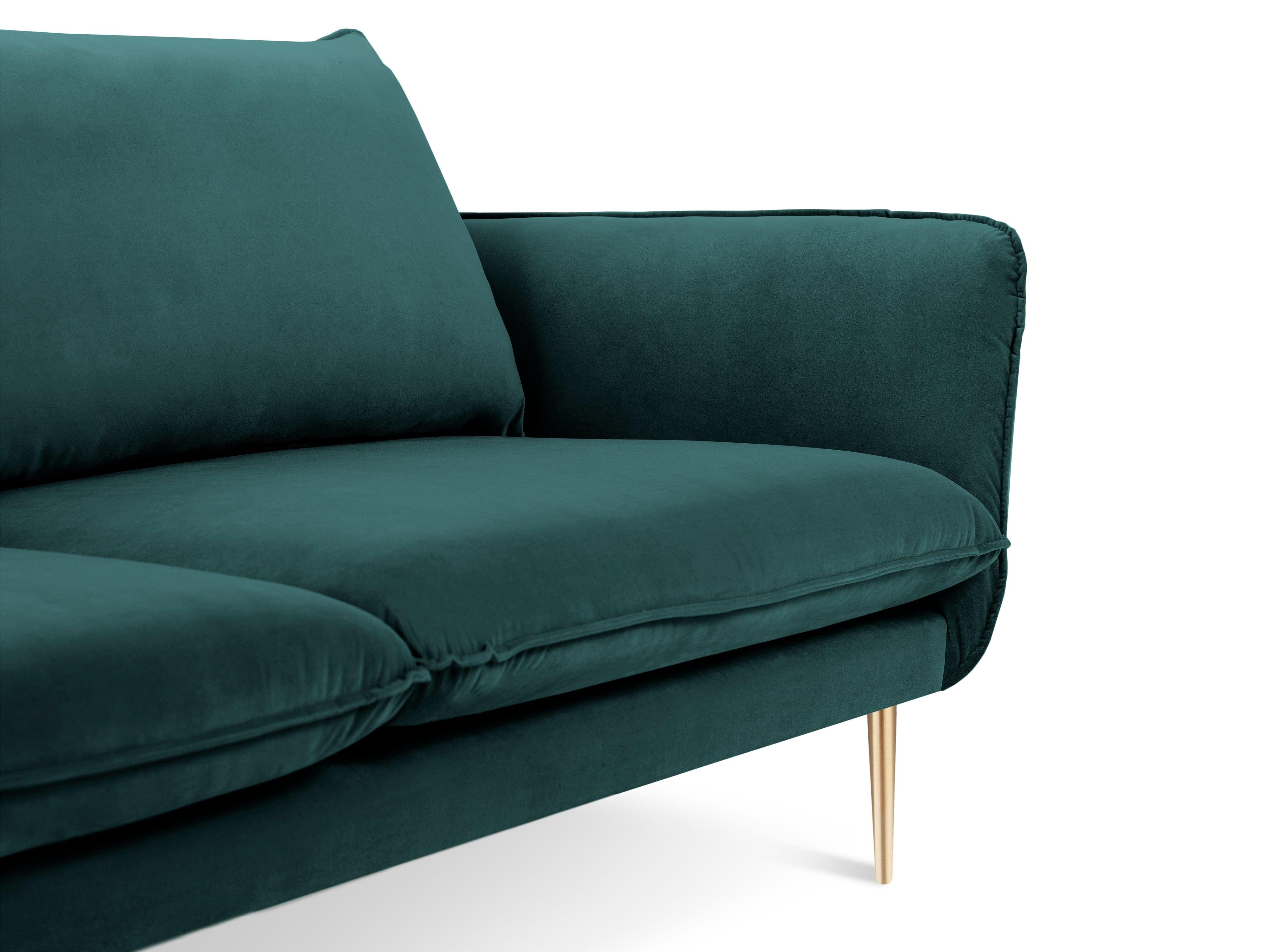 Velvet 3-seater sofa VIENNA marine with gold base - Eye on Design