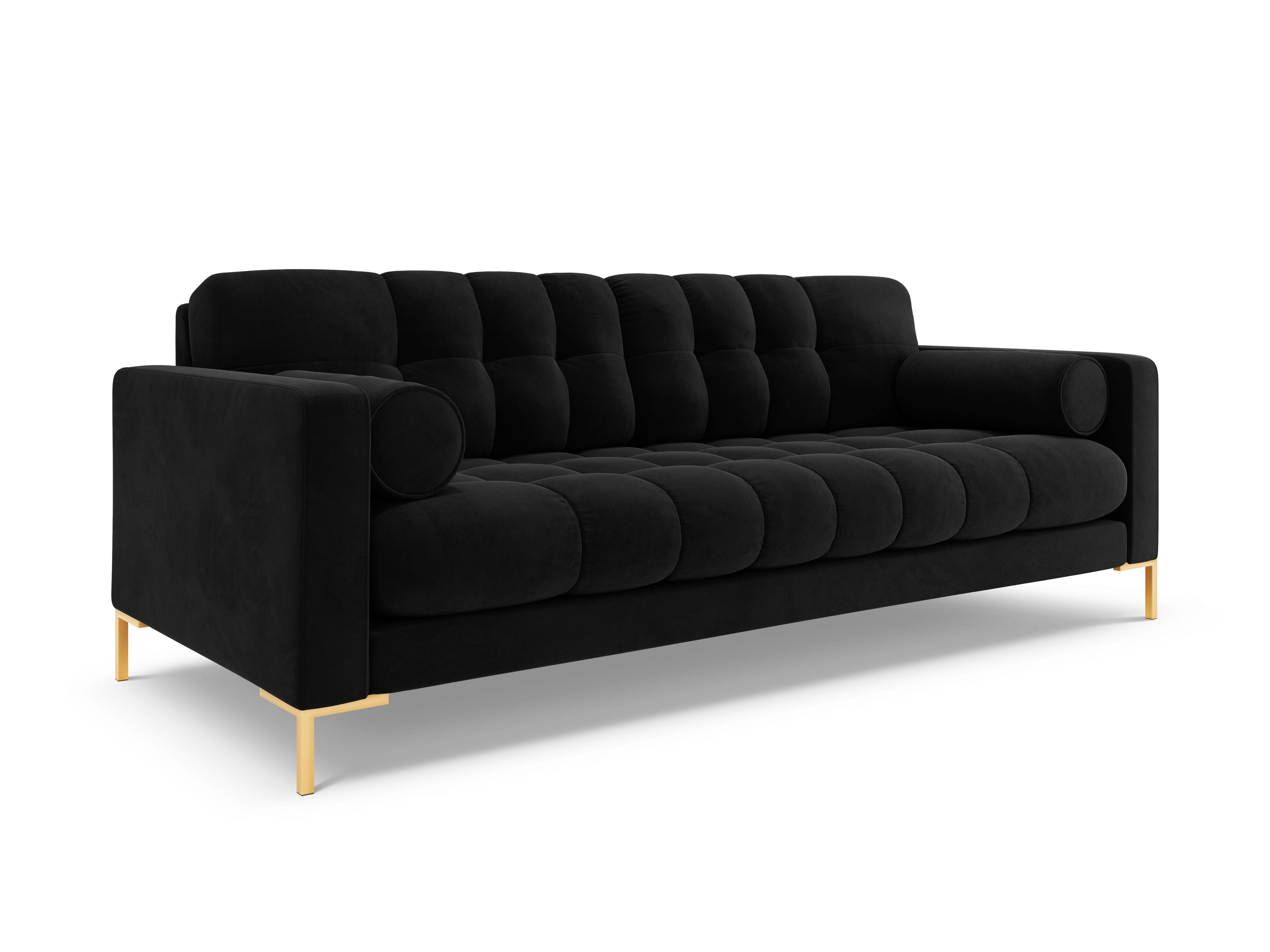 Velvet 4-seater sofa BALI black with gold base - Eye on Design