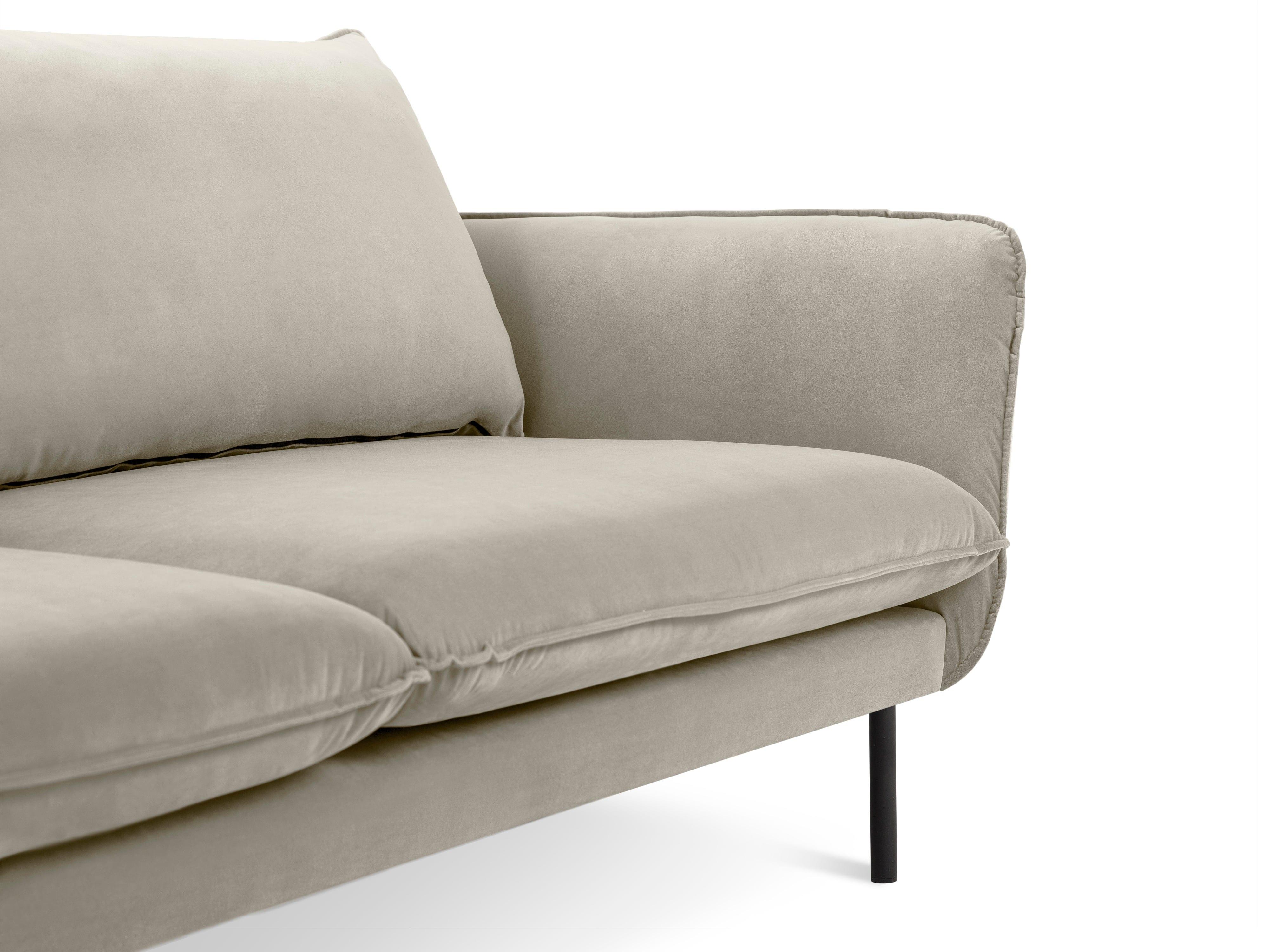 Velvet 4-seater sofa VIENNA beige with black base - Eye on Design