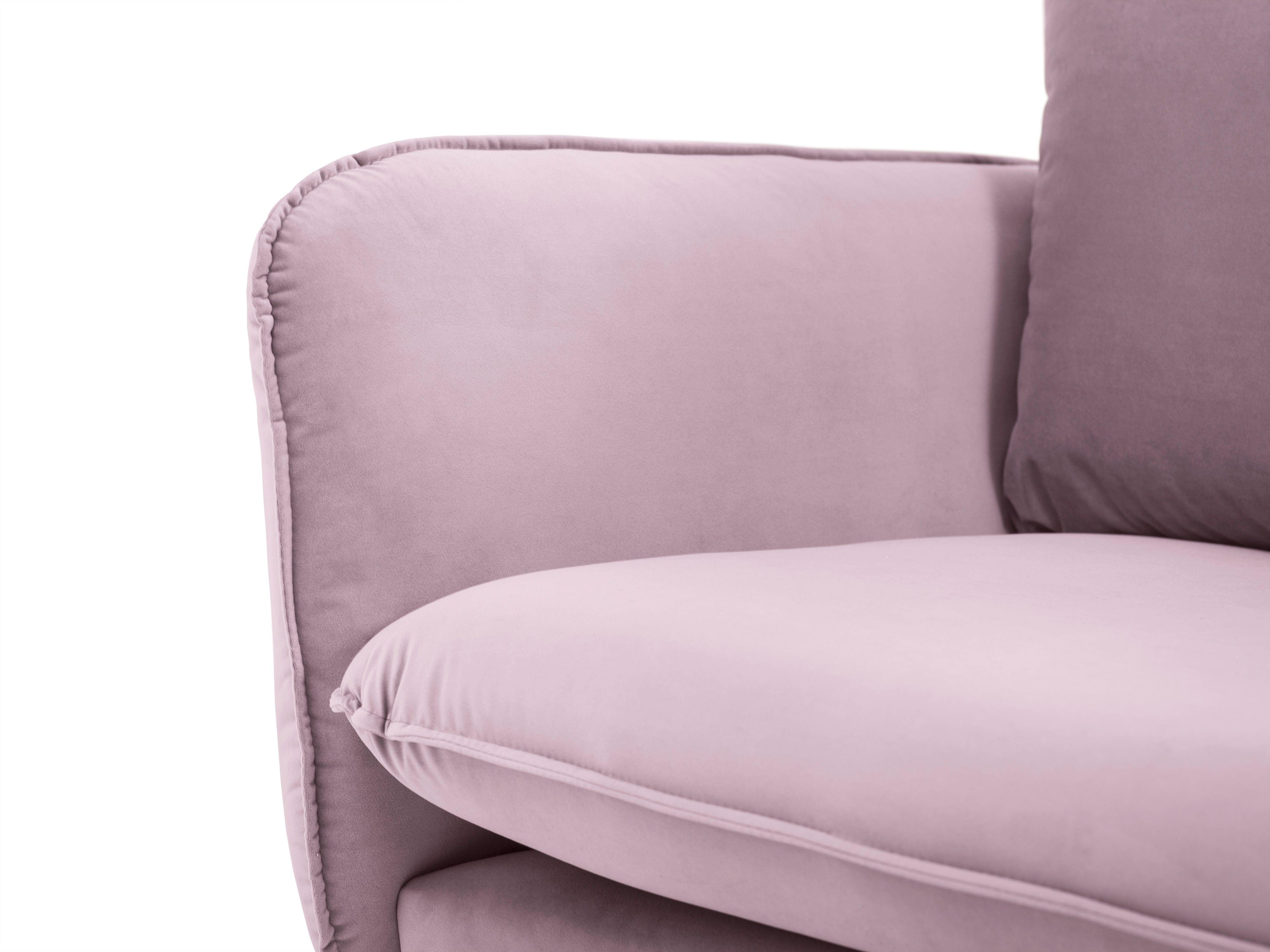 Velvet 4-seater sofa VIENNA powder pink with gold base - Eye on Design