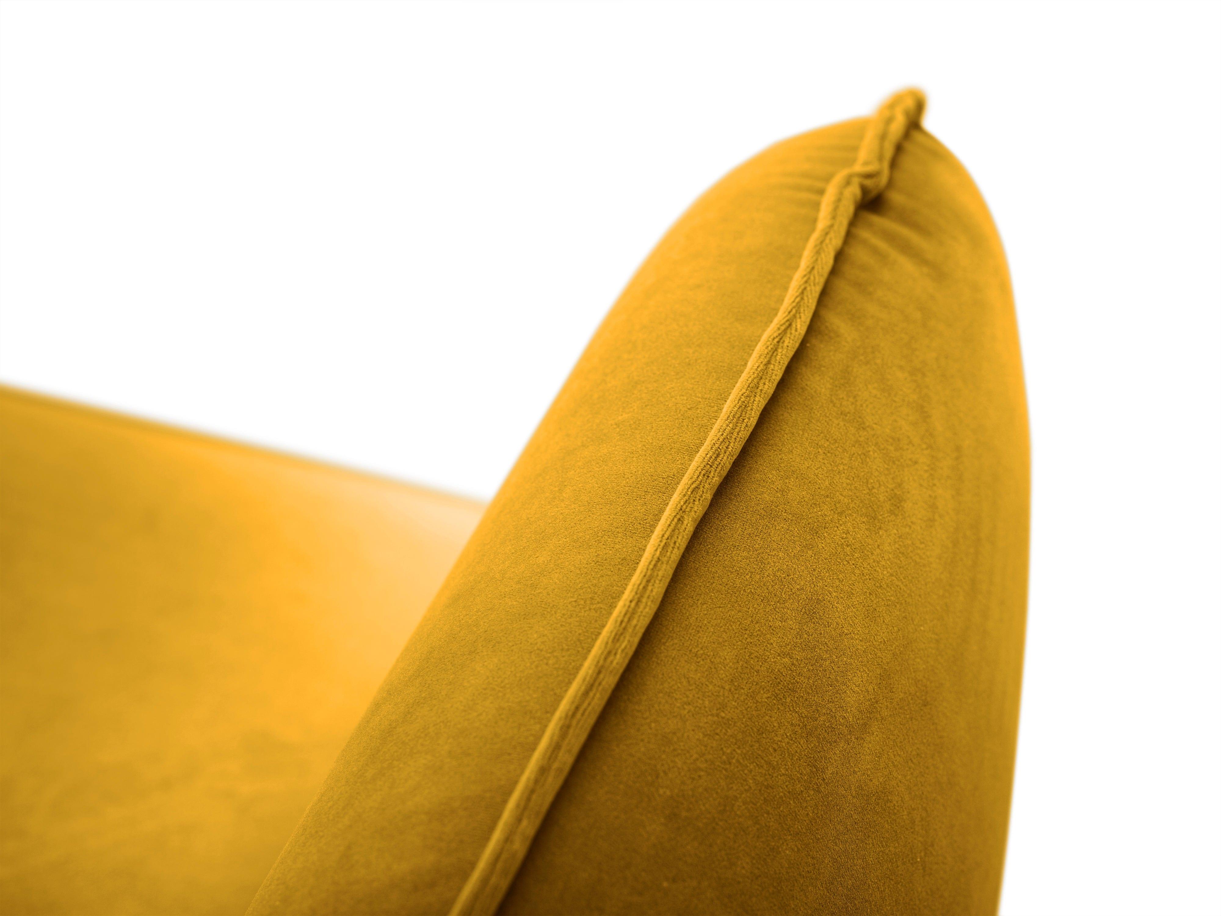 Velvet 4-seater sofa VIENNA yellow with black base - Eye on Design