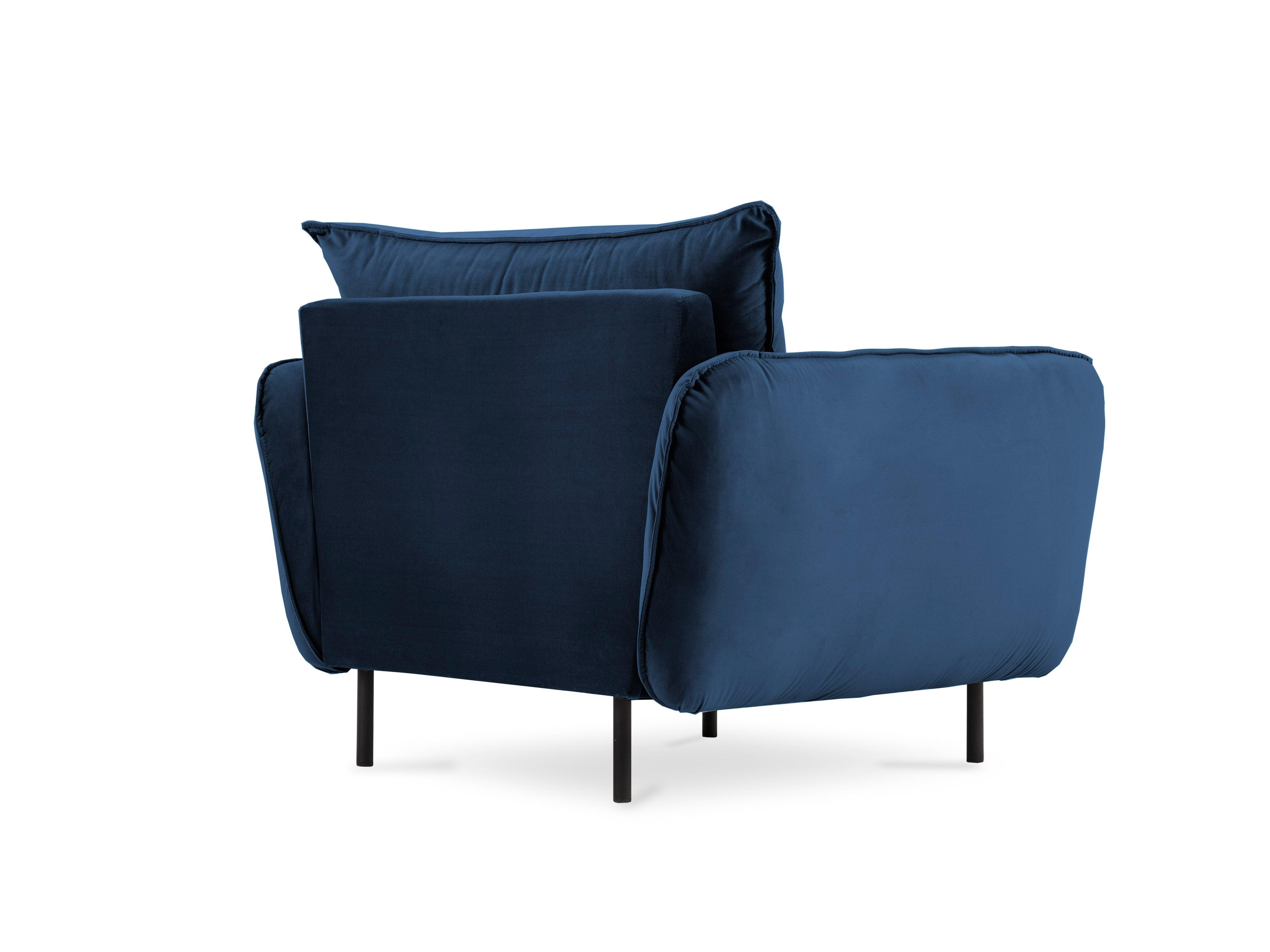 Velvet armchair VIENNA blue with black base - Eye on Design