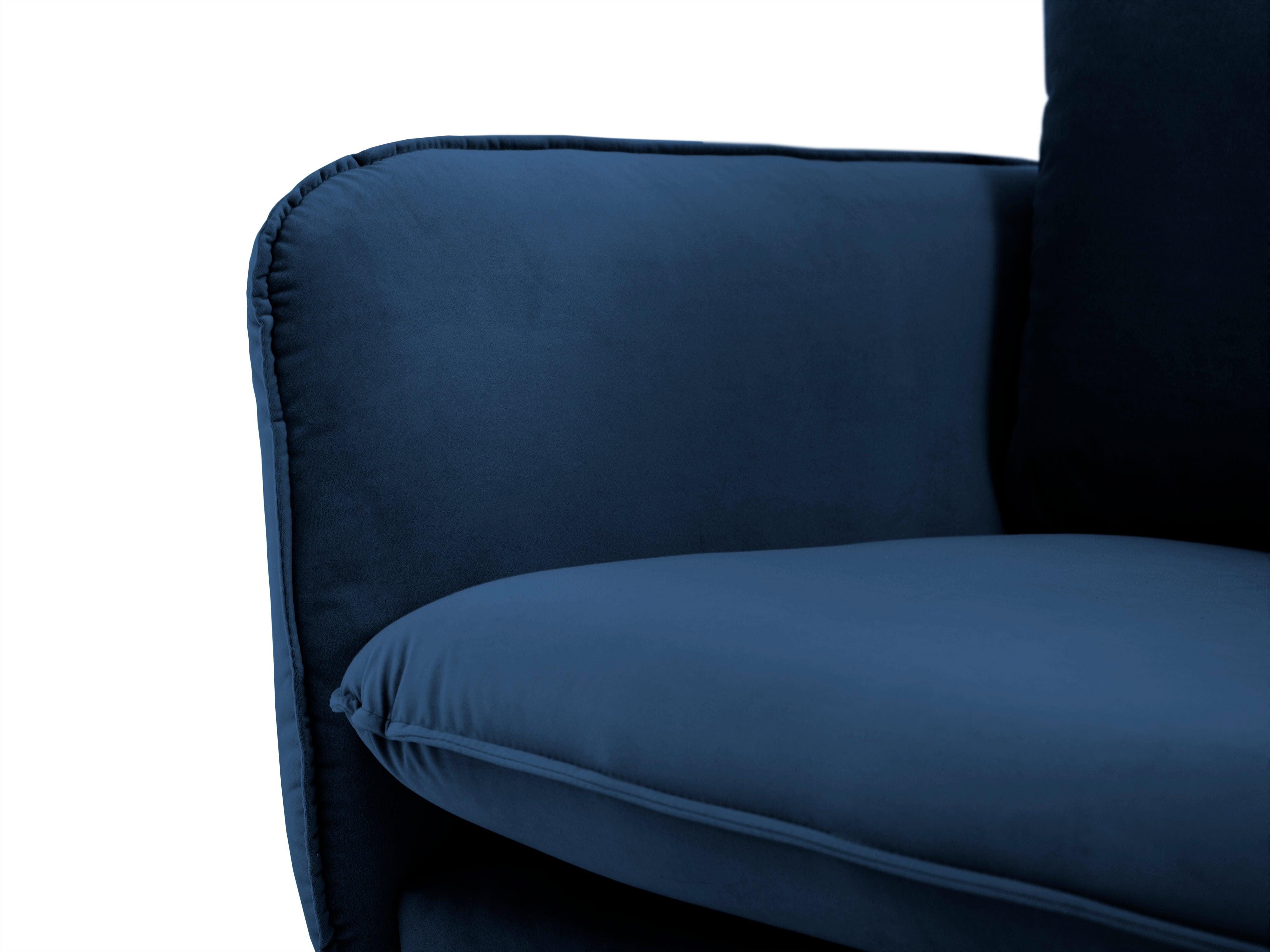 Velvet armchair VIENNA blue with gold base - Eye on Design