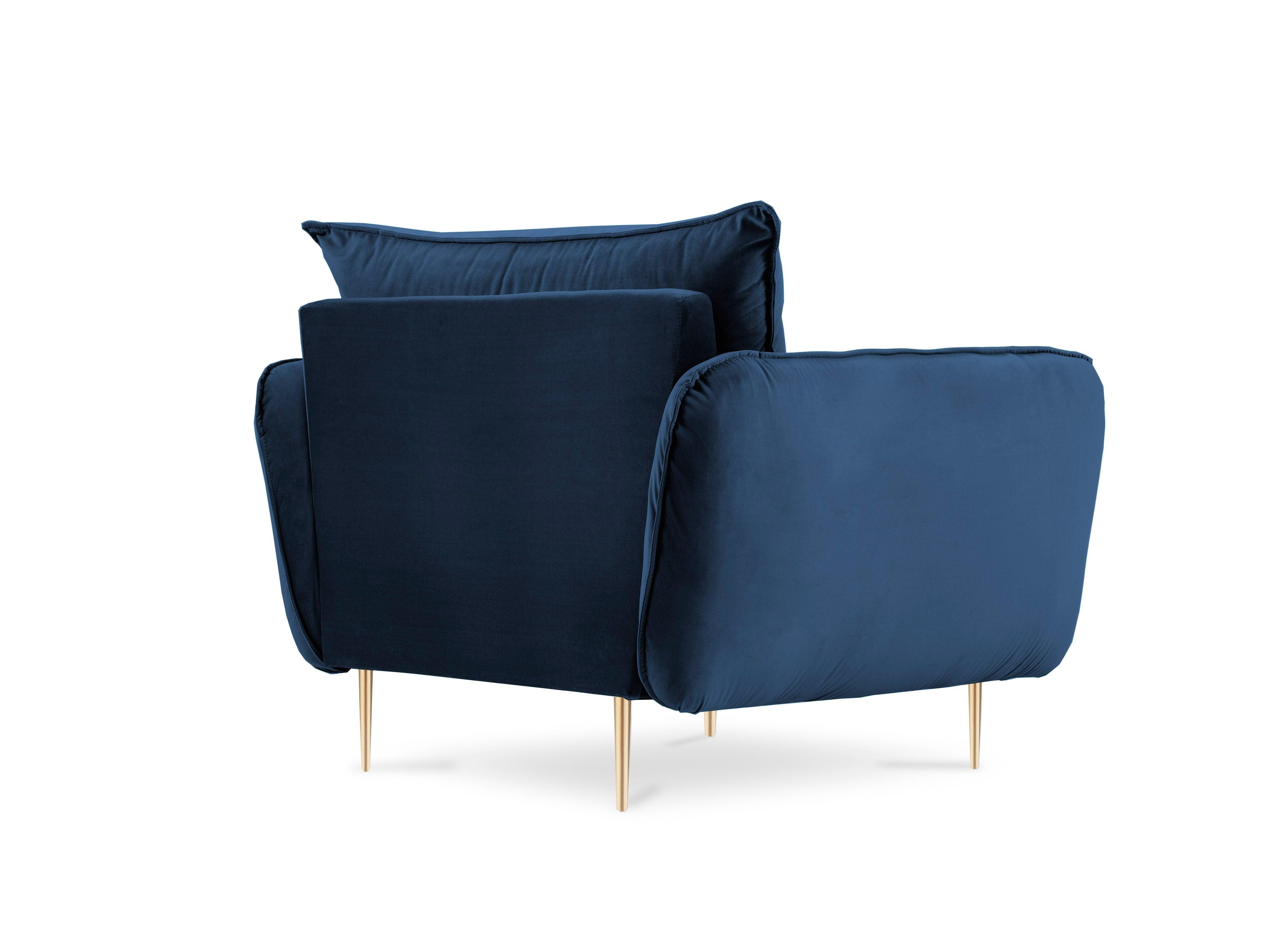 Velvet armchair VIENNA blue with gold base - Eye on Design