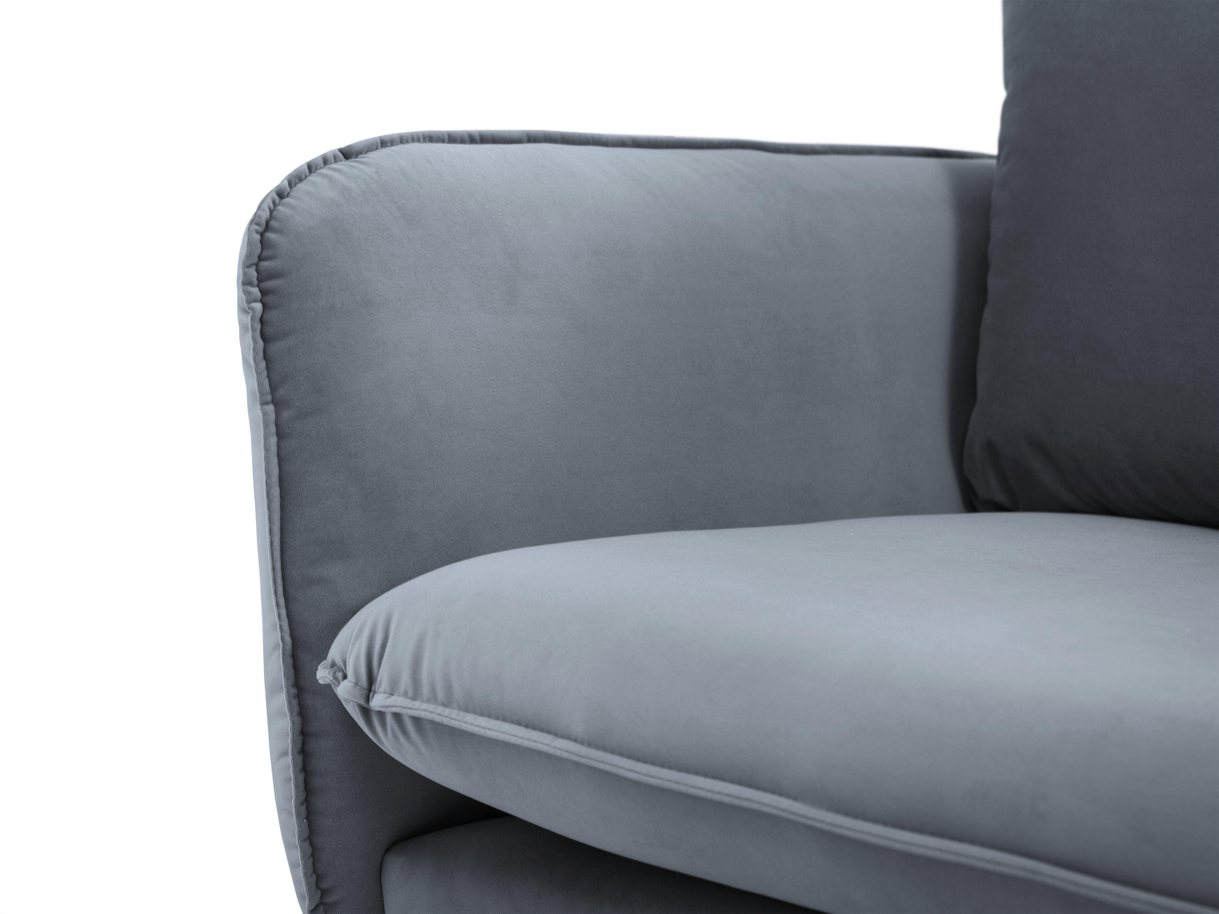 Velvet armchair VIENNA grey with black base - Eye on Design