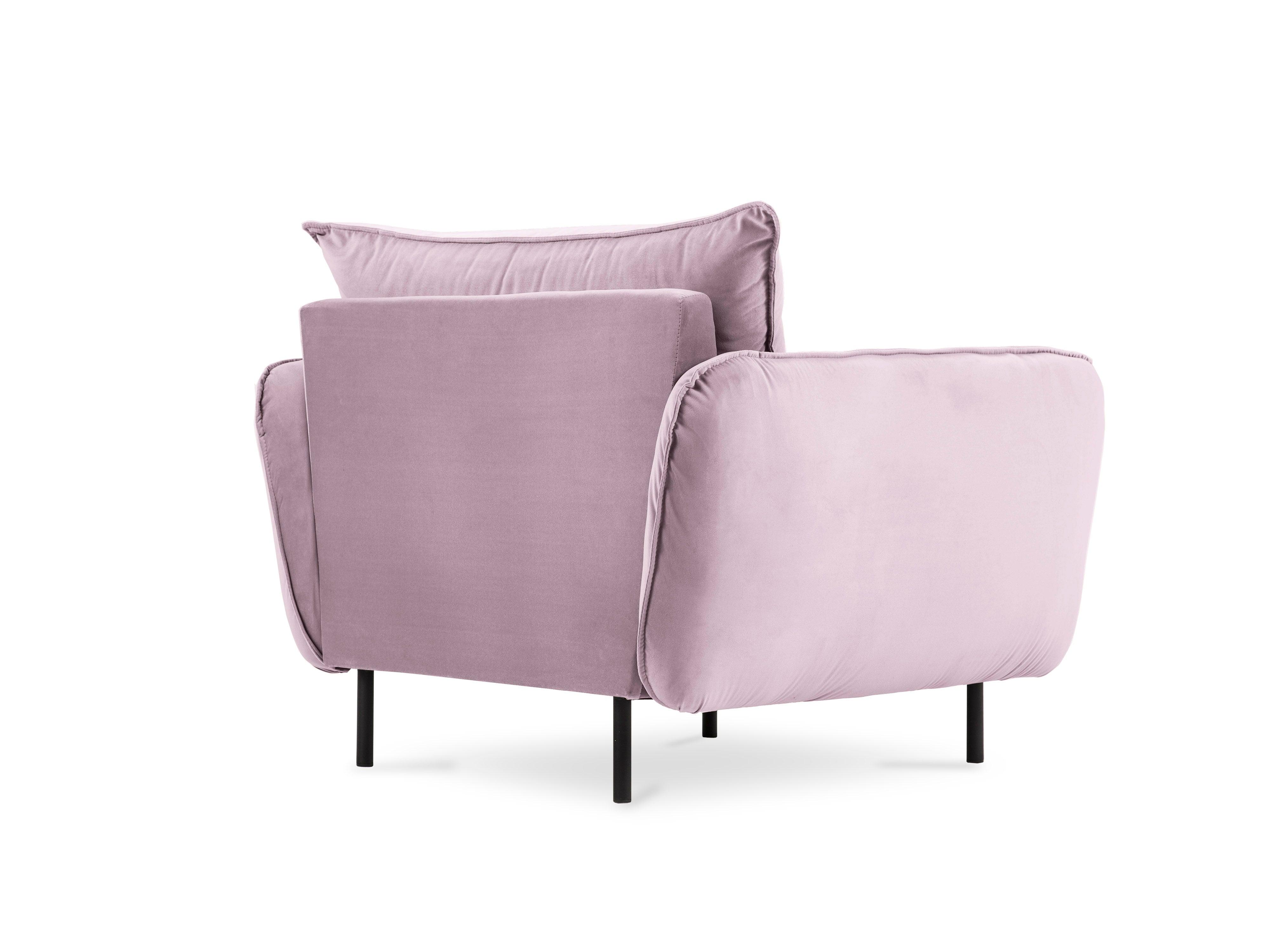 Velvet armchair VIENNA powder pink with black base - Eye on Design