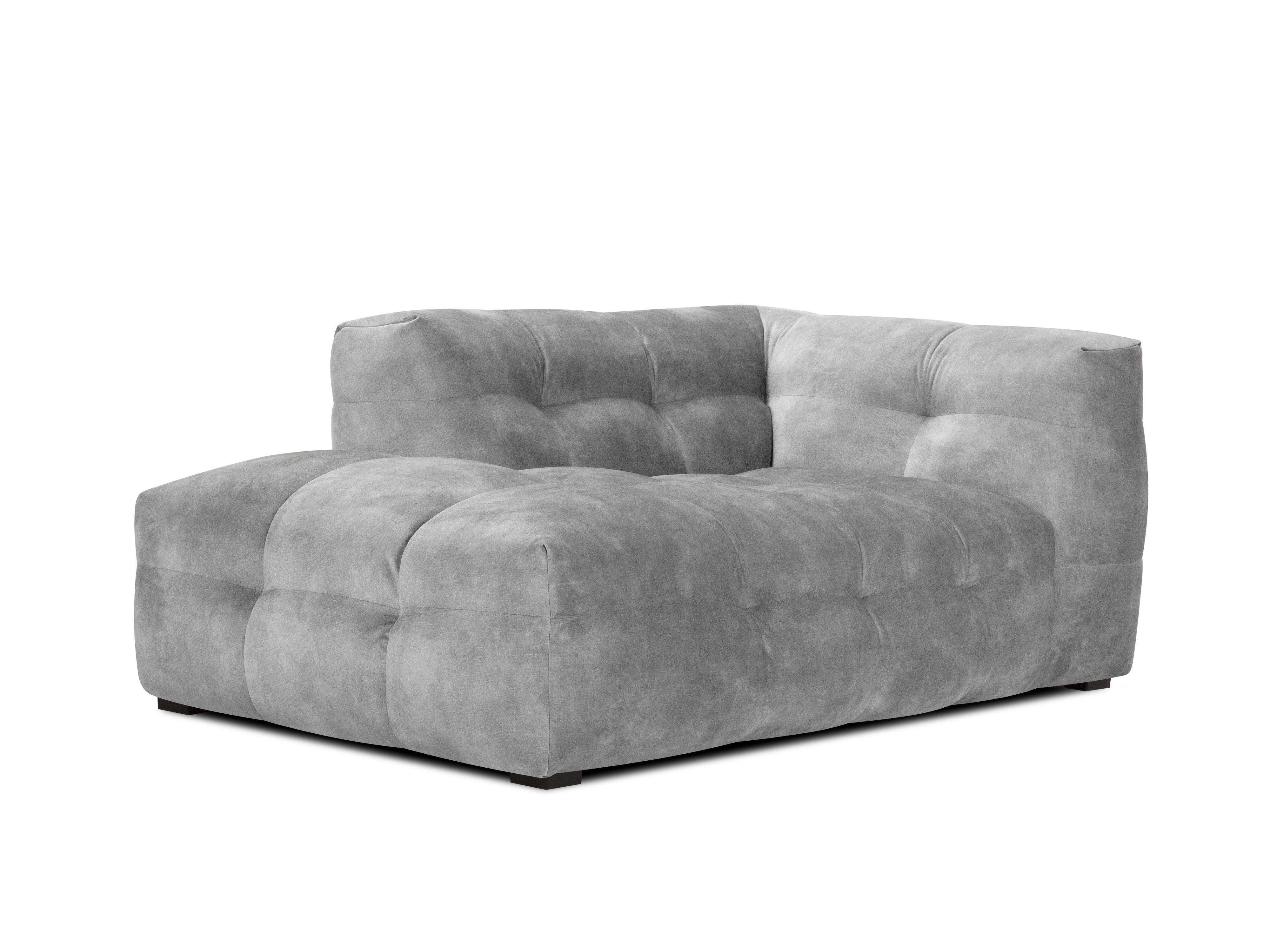 Velvet chaise longue left VESTA grey - Eye on Design