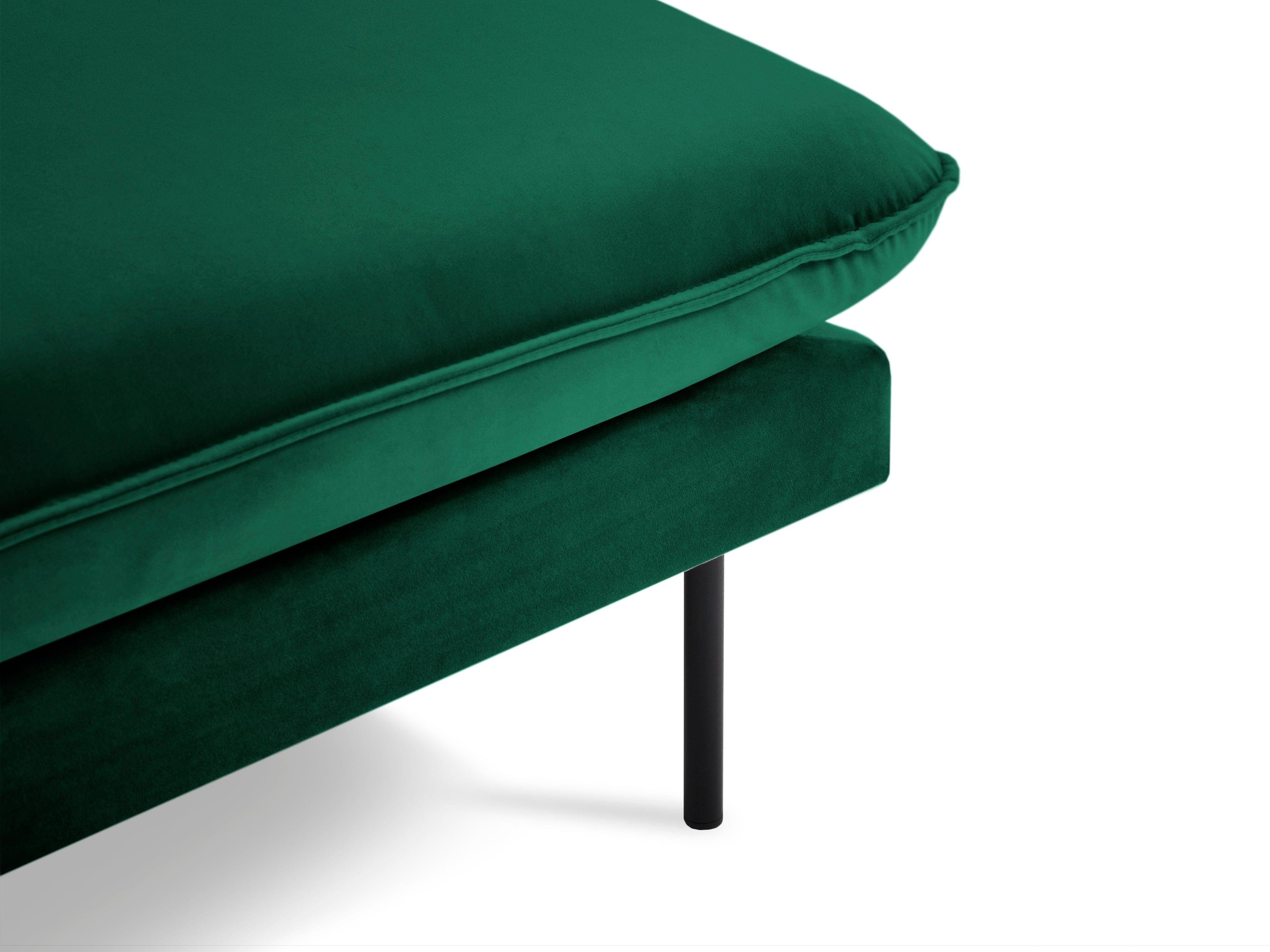 Velvet chaise longue left VIENNA green with black base - Eye on Design