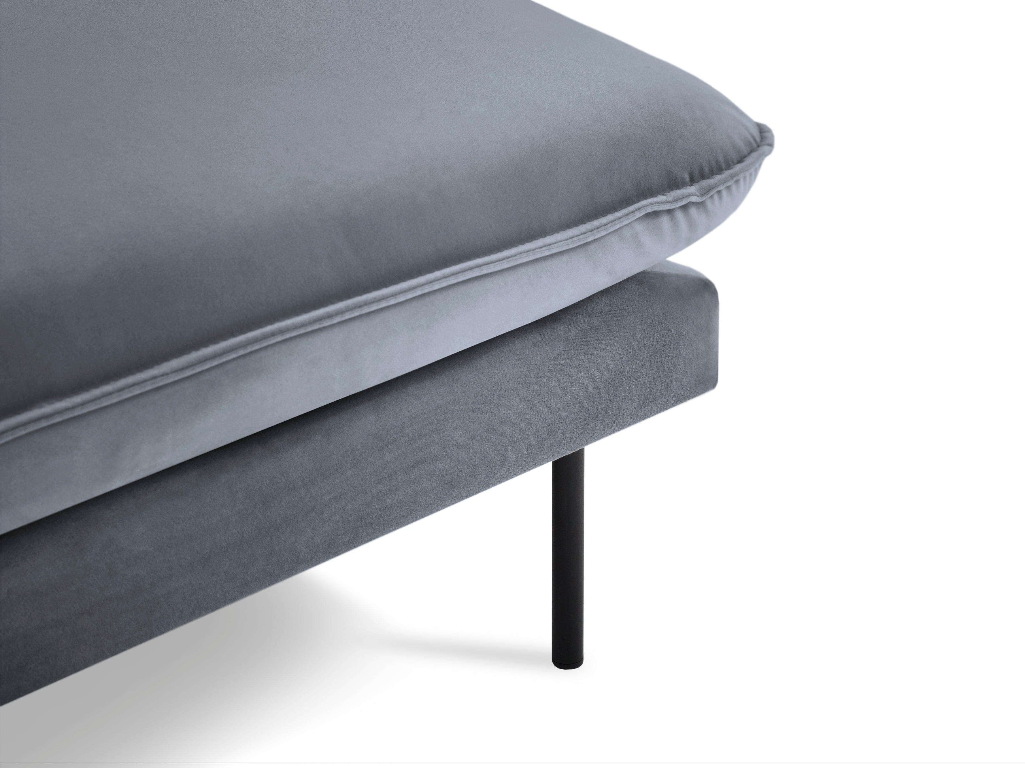 Velvet chaise longue left VIENNA grey with black base - Eye on Design