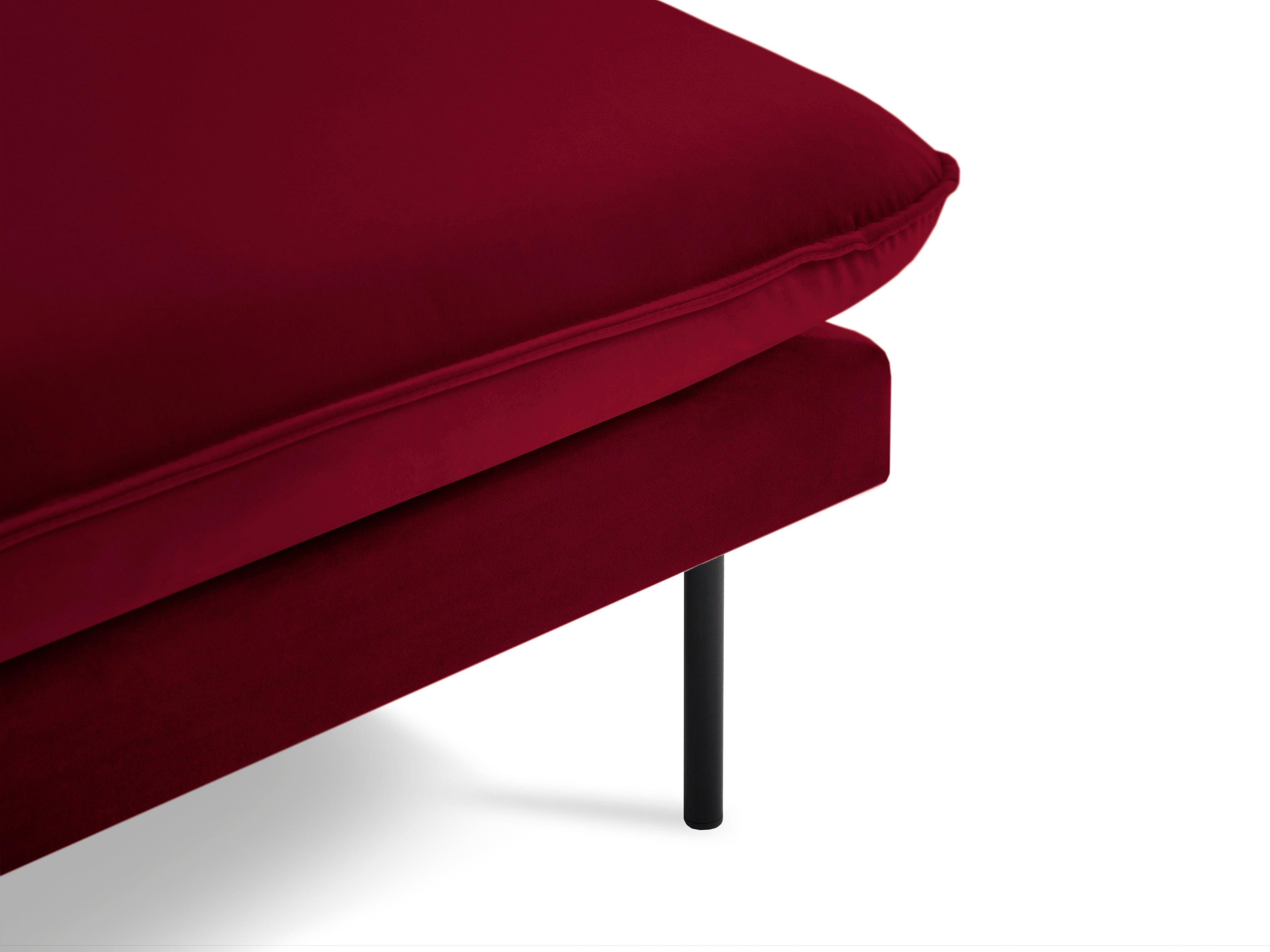 Velvet chaise longue left VIENNA maroon with black base - Eye on Design