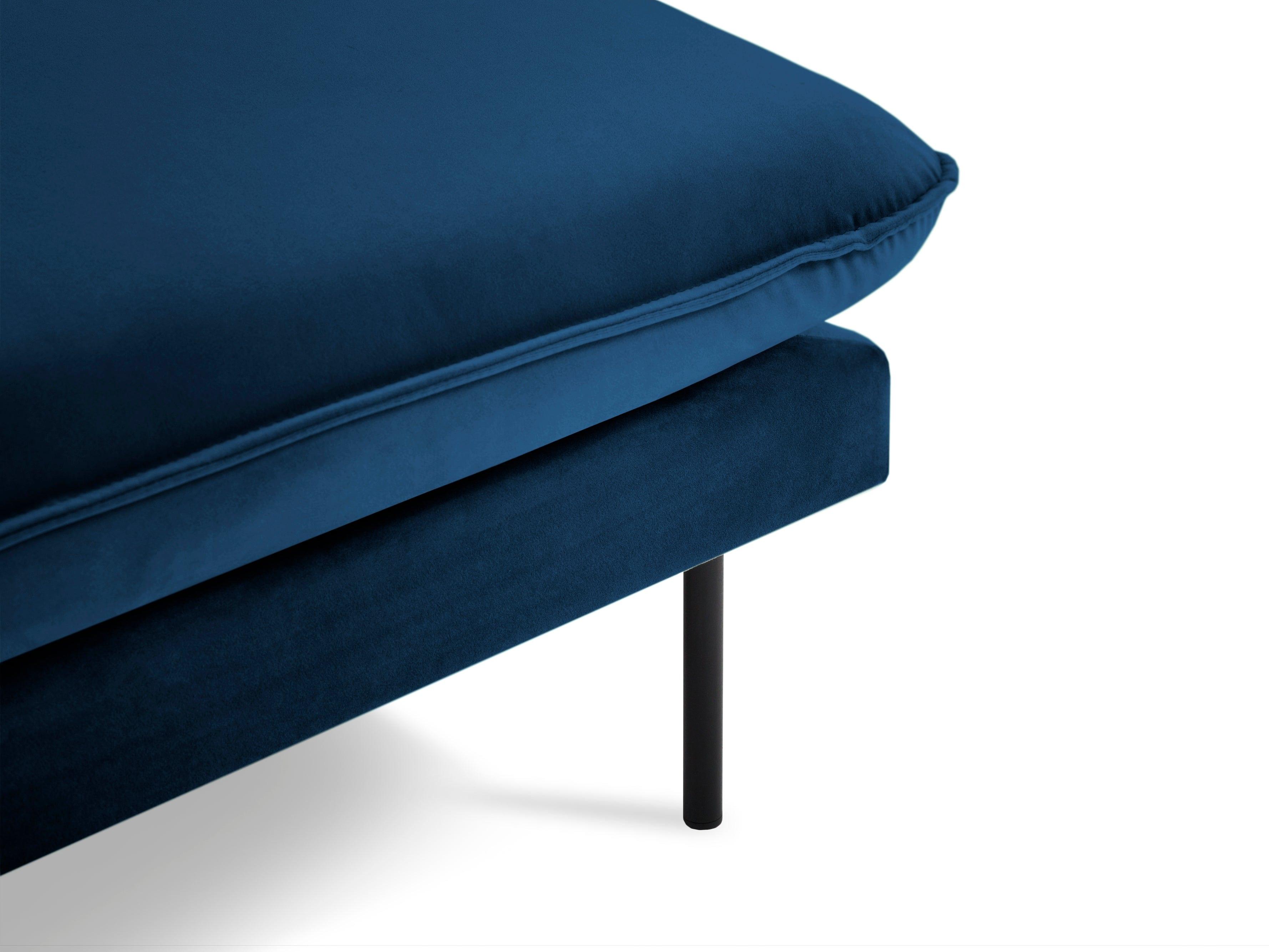 Velvet chaise longue right VIENNA blue with black base - Eye on Design