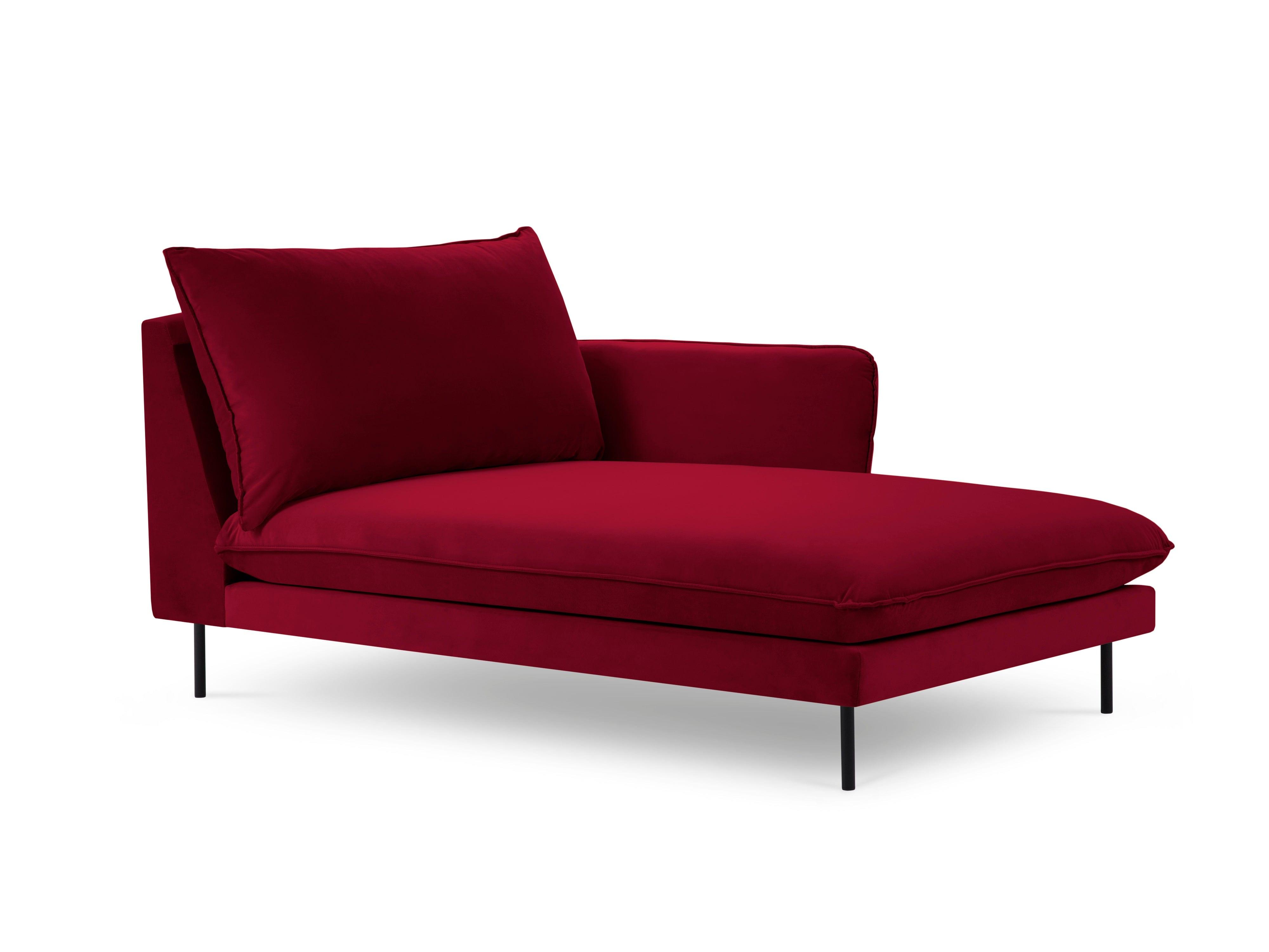 Velvet chaise longue right VIENNA maroon with black base - Eye on Design