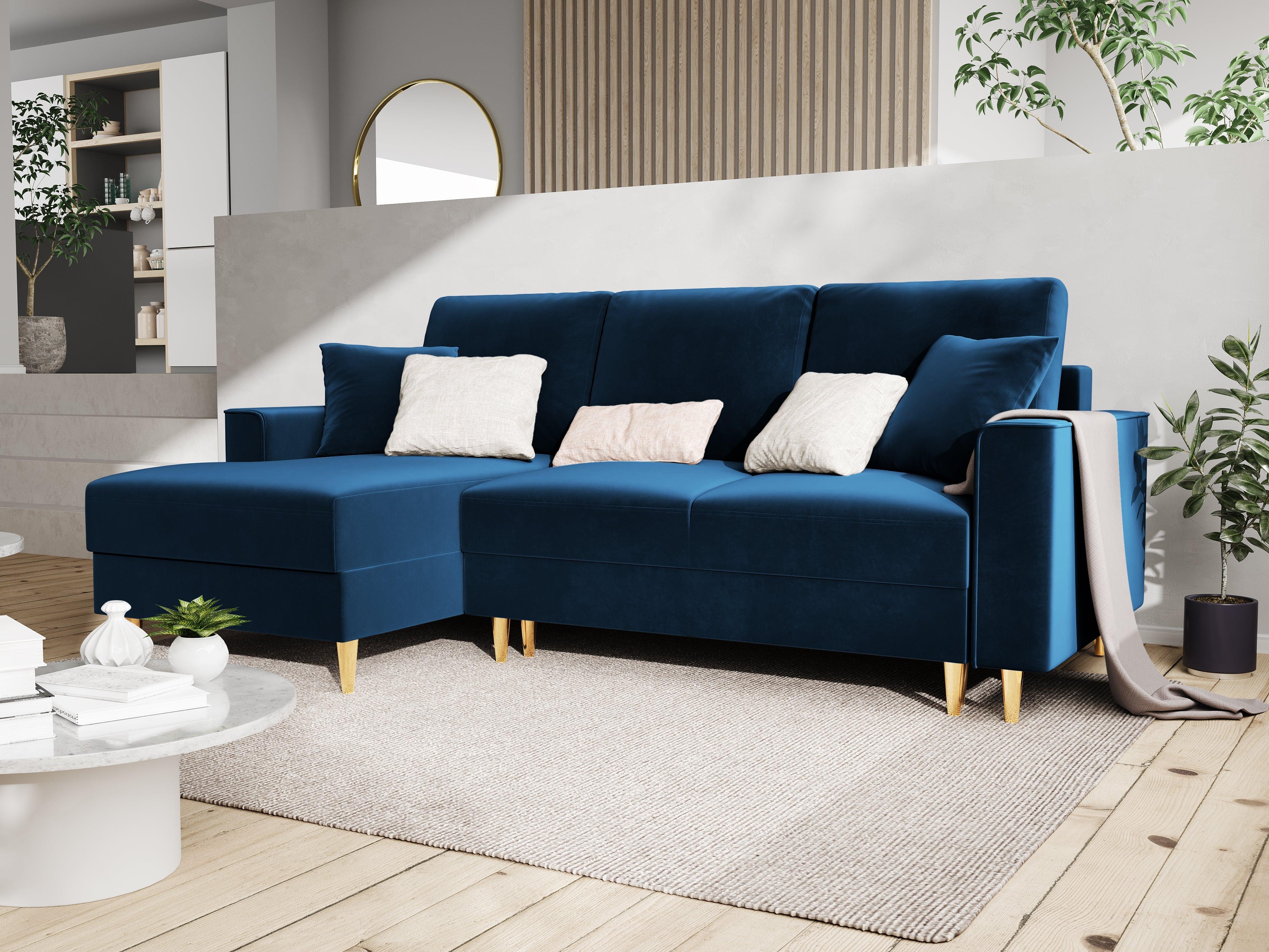 Velvet Left Corner Sofa With Bed Function And Box, "Cartadera", 4 Seats, 225x147x90
Made in Europe, Mazzini Sofas, Eye on Design