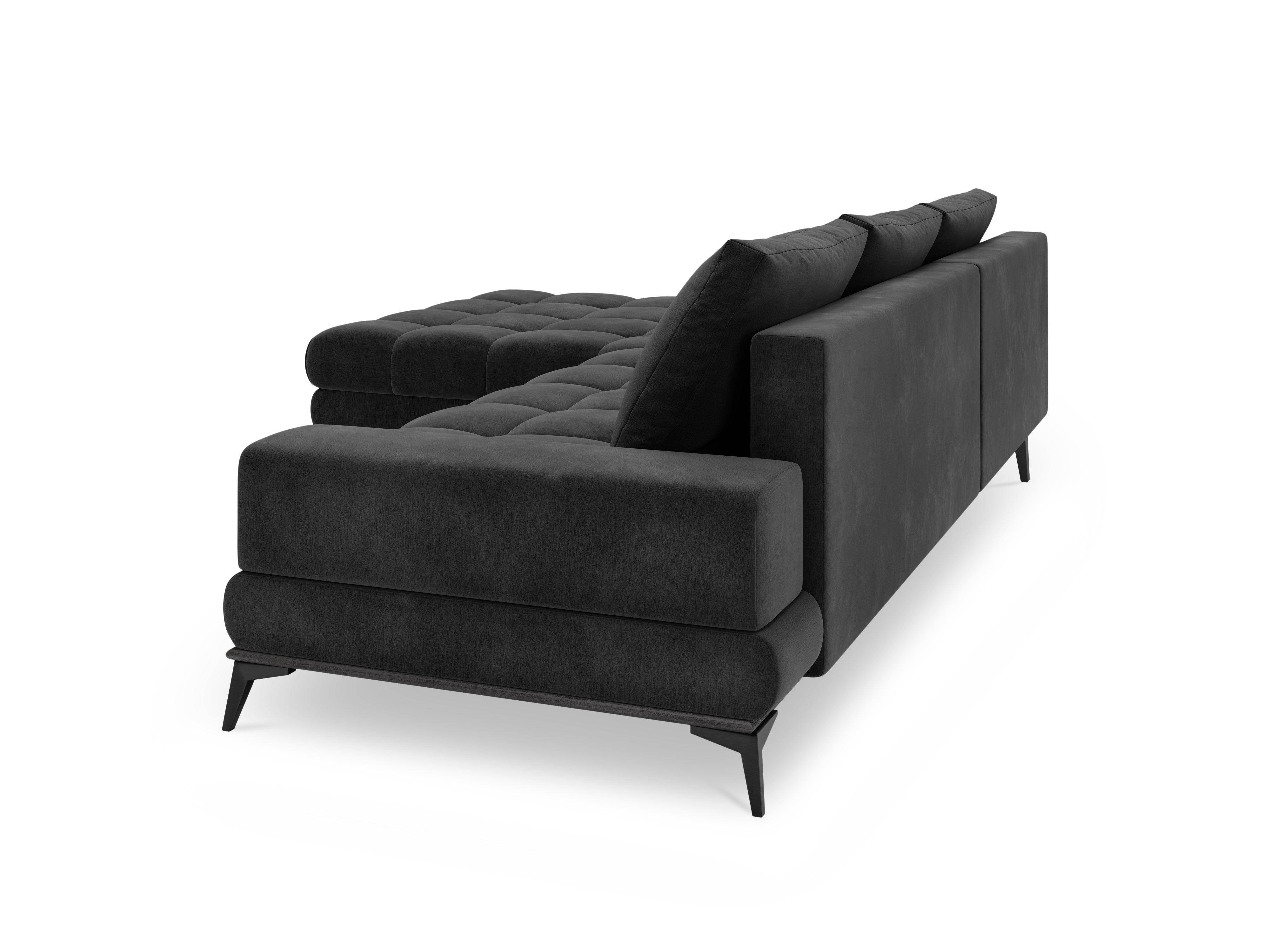 Velvet corner sofa with sleeping function left DENEB dark grey - Eye on Design