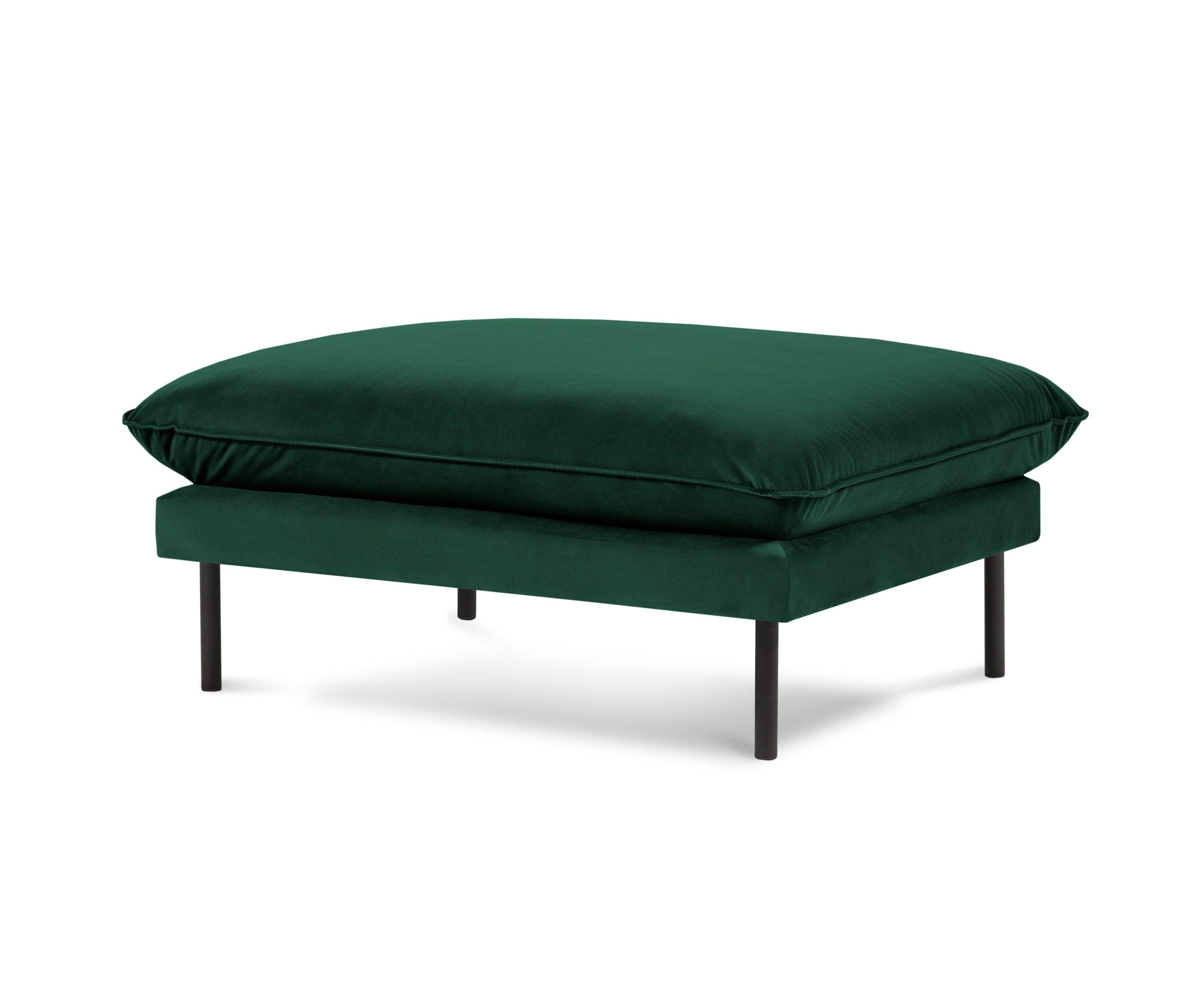 Velvet pouffe VIENNA green with black base - Eye on Design