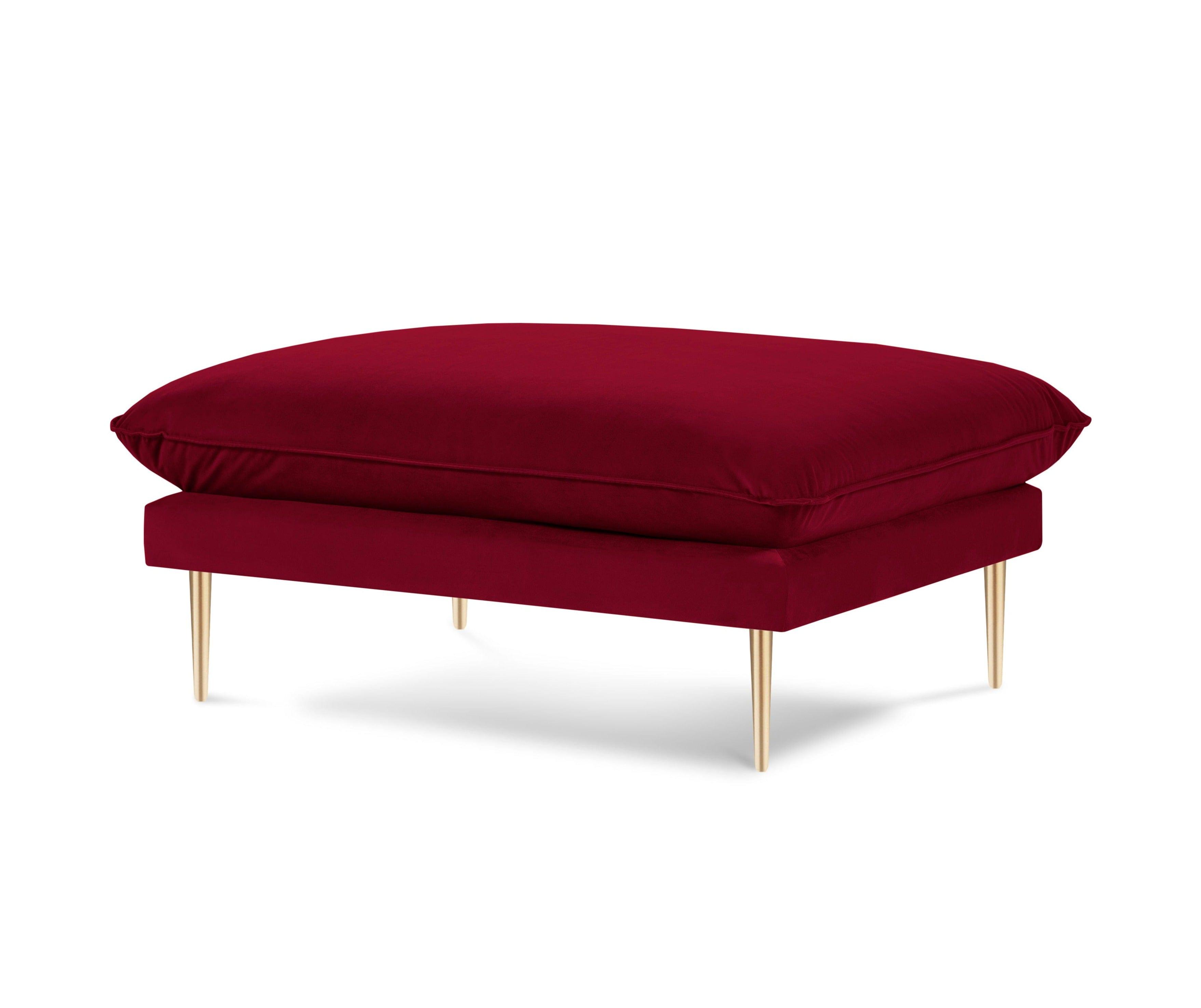 Velvet pouffe VIENNA maroon with gold base - Eye on Design