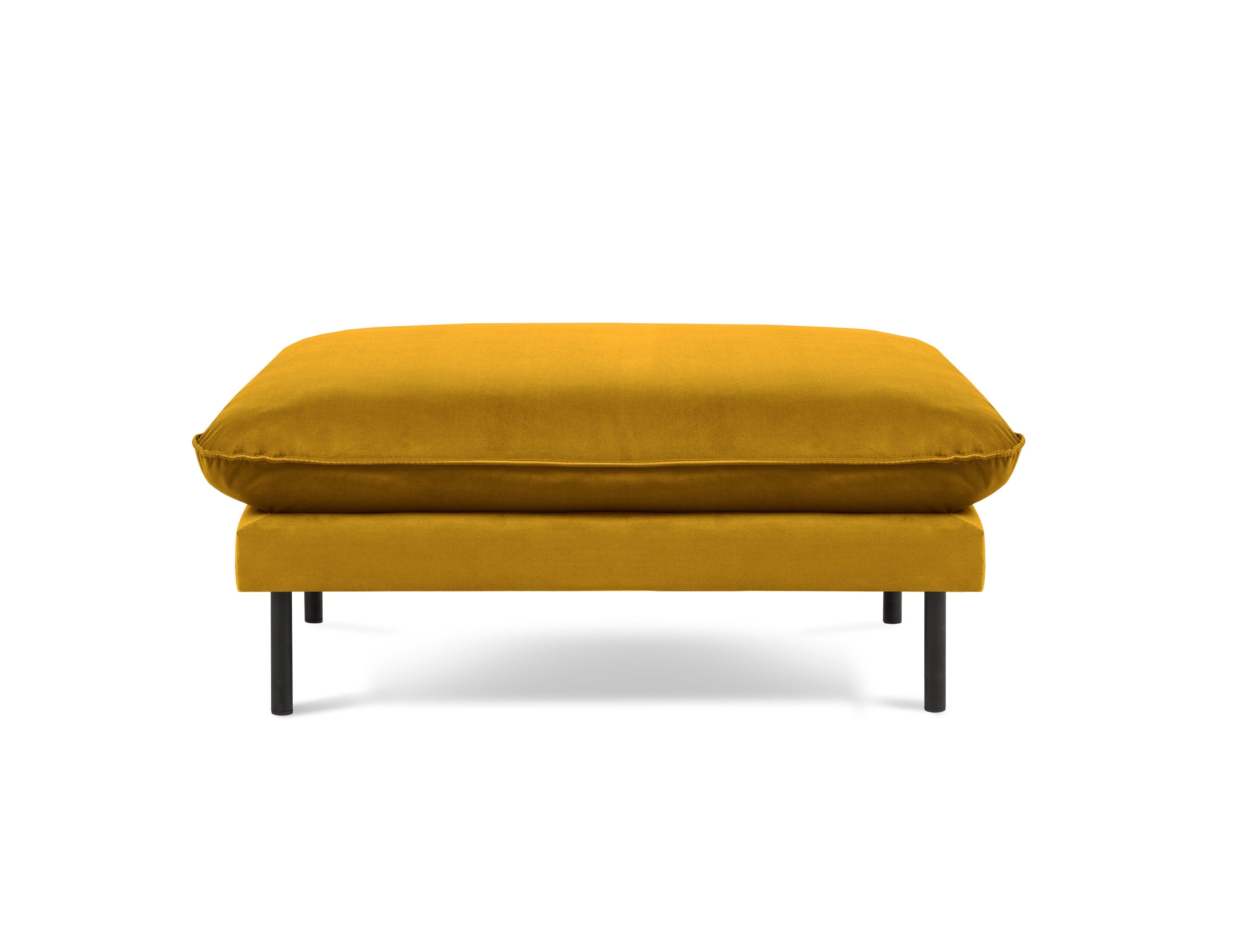 Velvet pouffe VIENNA yellow with black base - Eye on Design