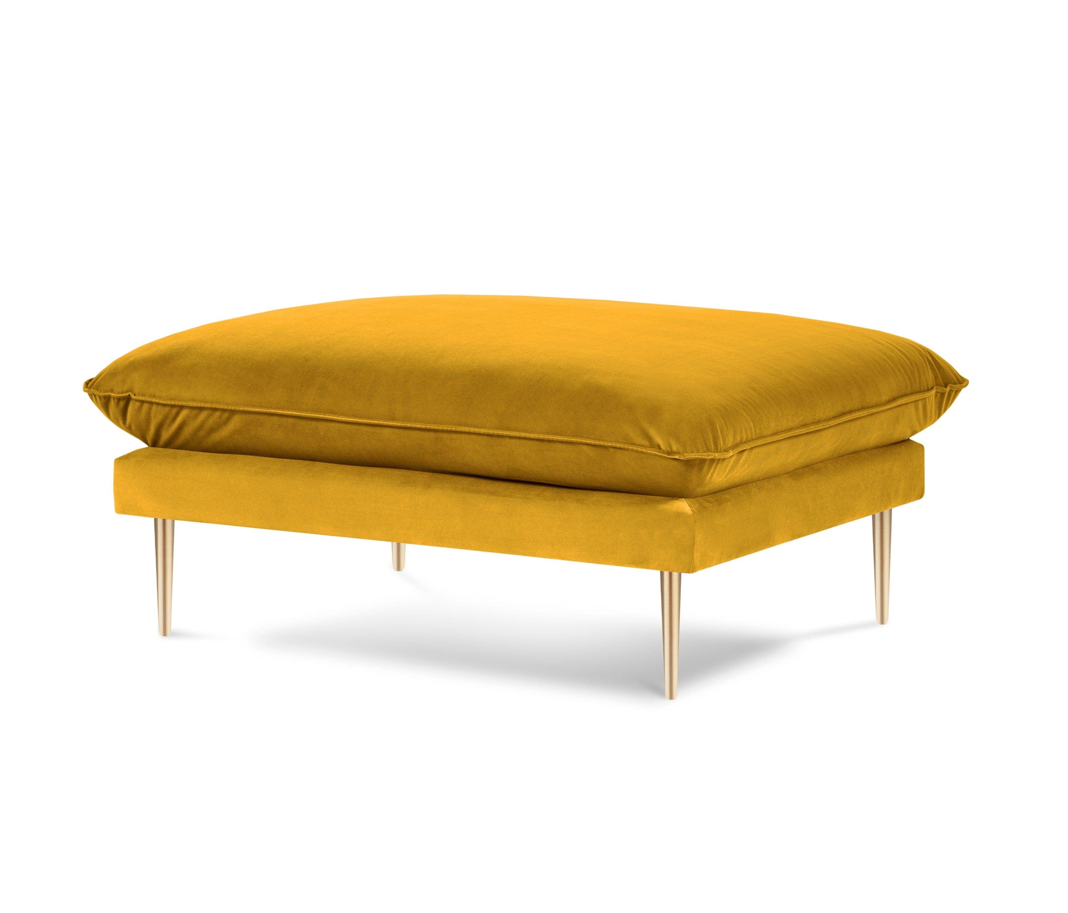 Velvet pouffe VIENNA yellow with gold base - Eye on Design