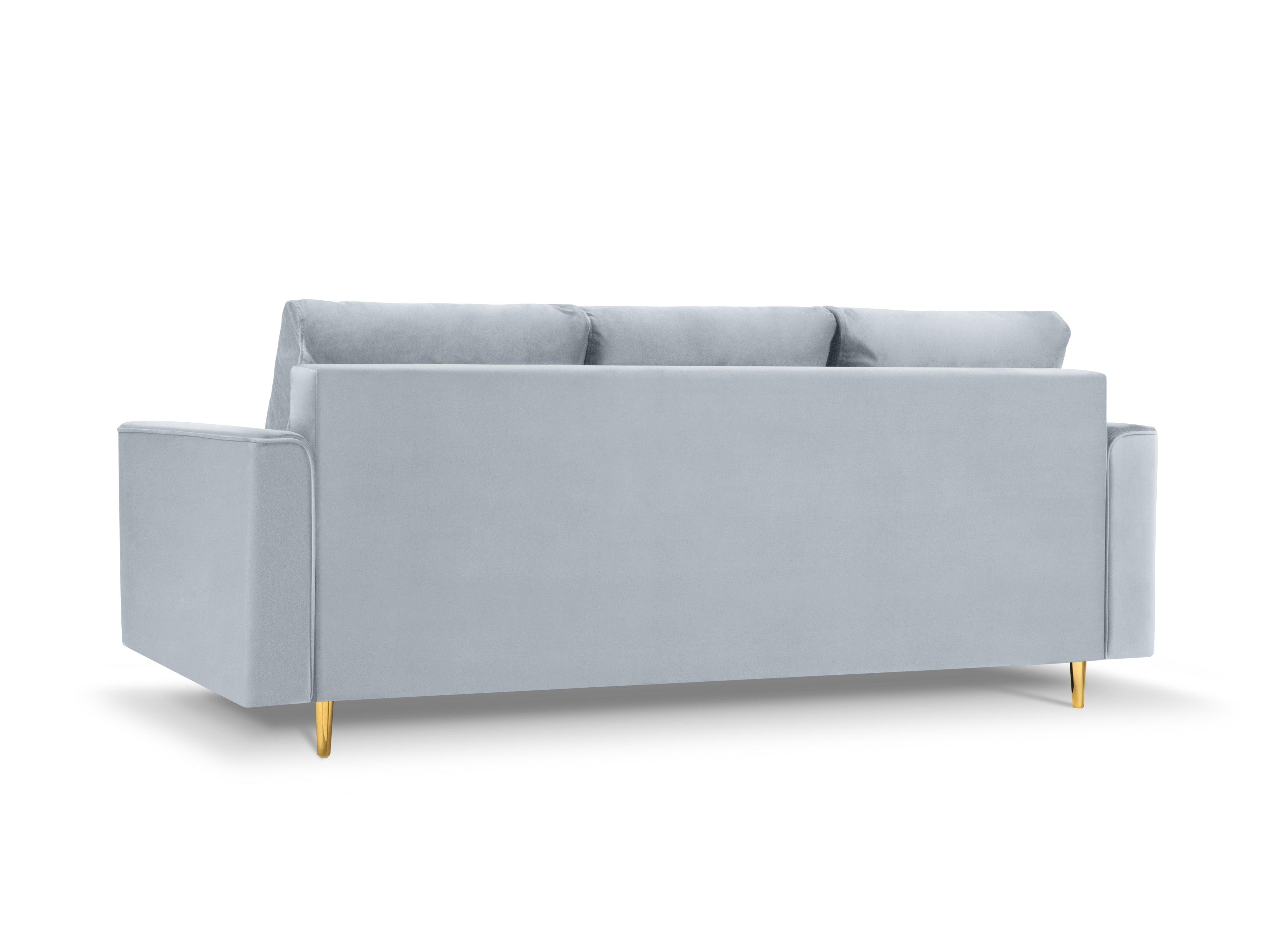 Sofa aksamitna z funkcją spania CARTADERA błękitny ze złotą podstawą, Mazzini Sofas, Eye on Design