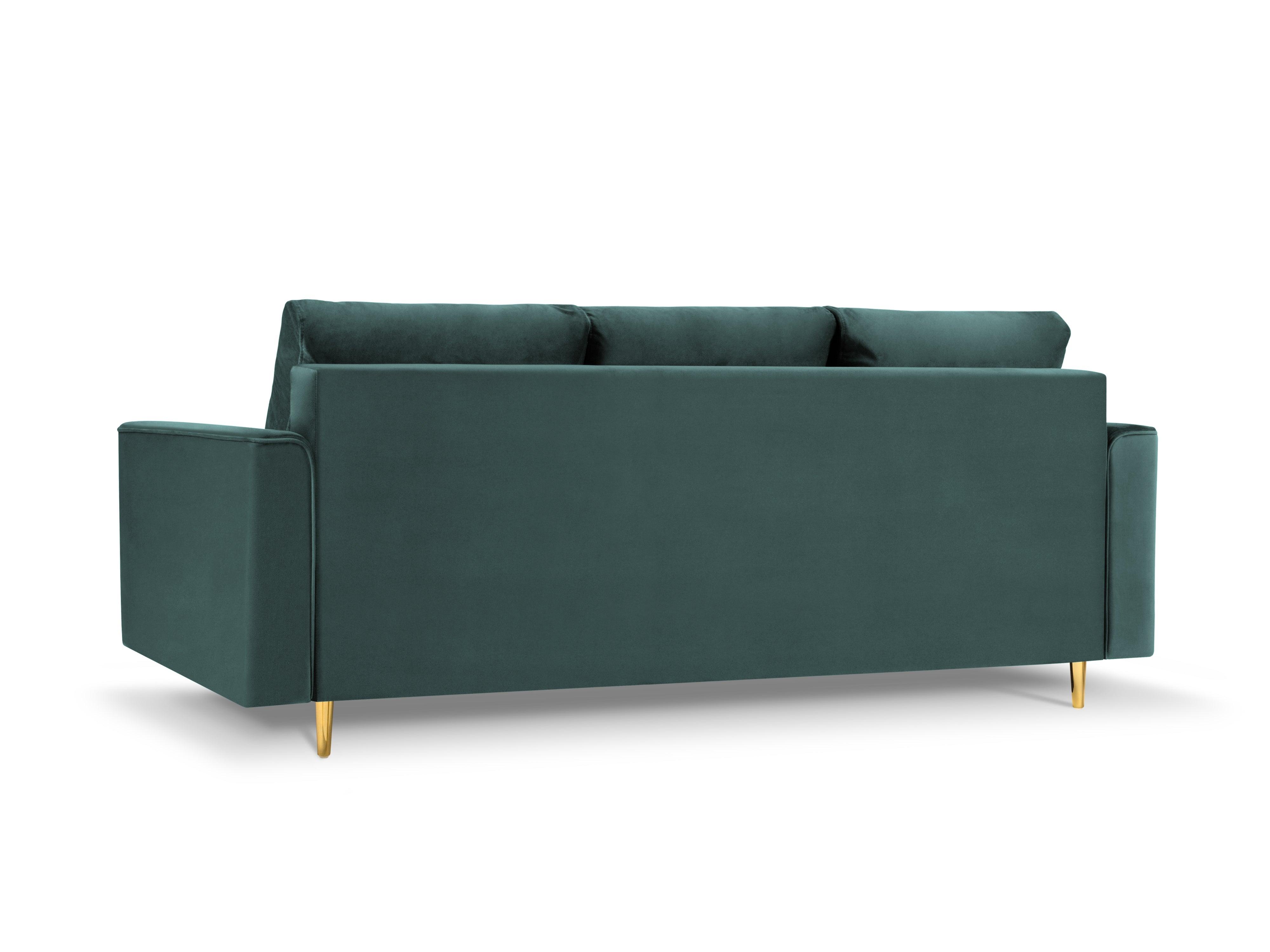 Sofa aksamitna z funkcją spania CARTADERA petrol ze złotą podstawą, Mazzini Sofas, Eye on Design