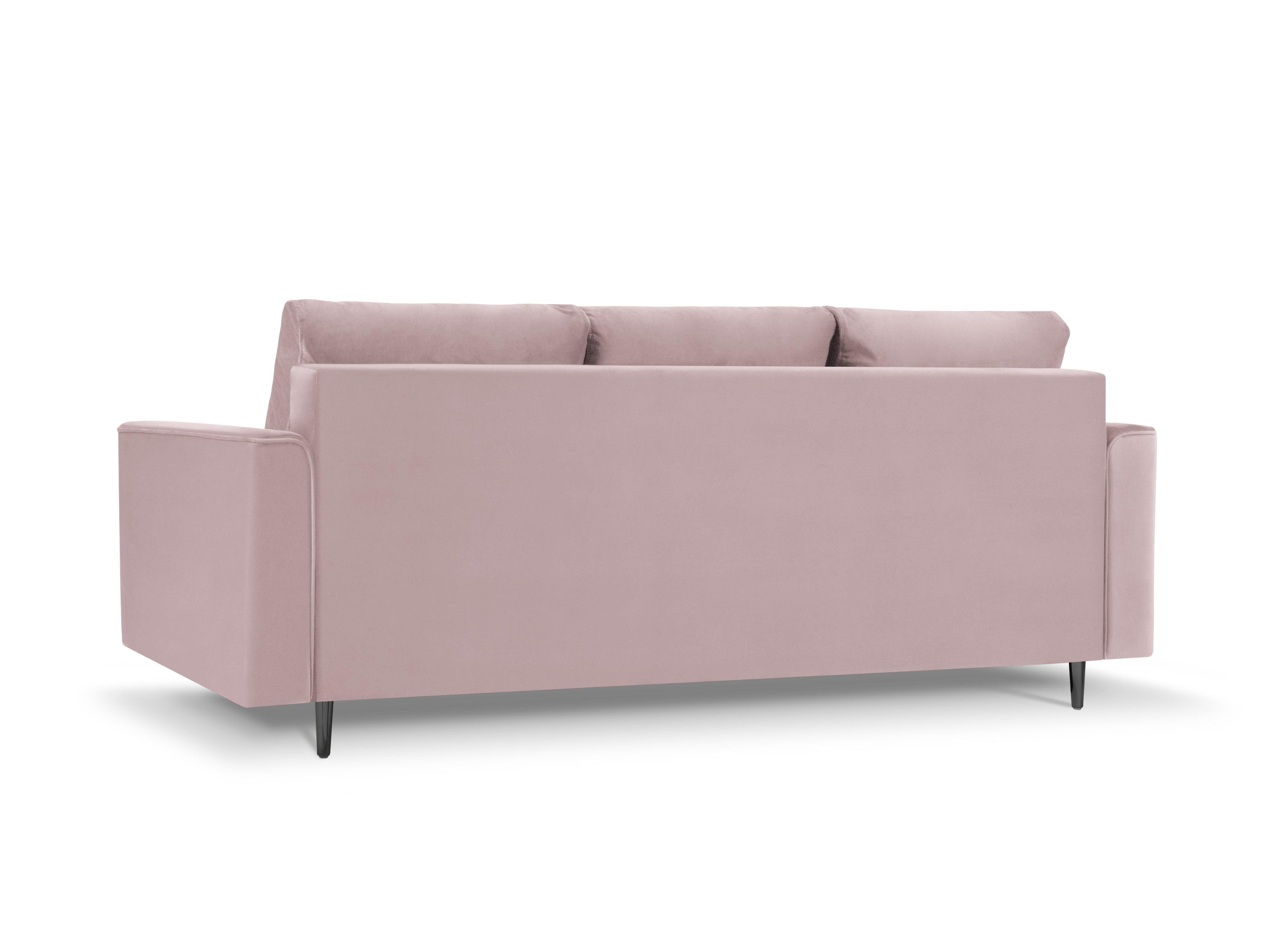 Sofa aksamitna z funkcją spania CARTADERA pudrowy róż z czarną podstawą, Mazzini Sofas, Eye on Design