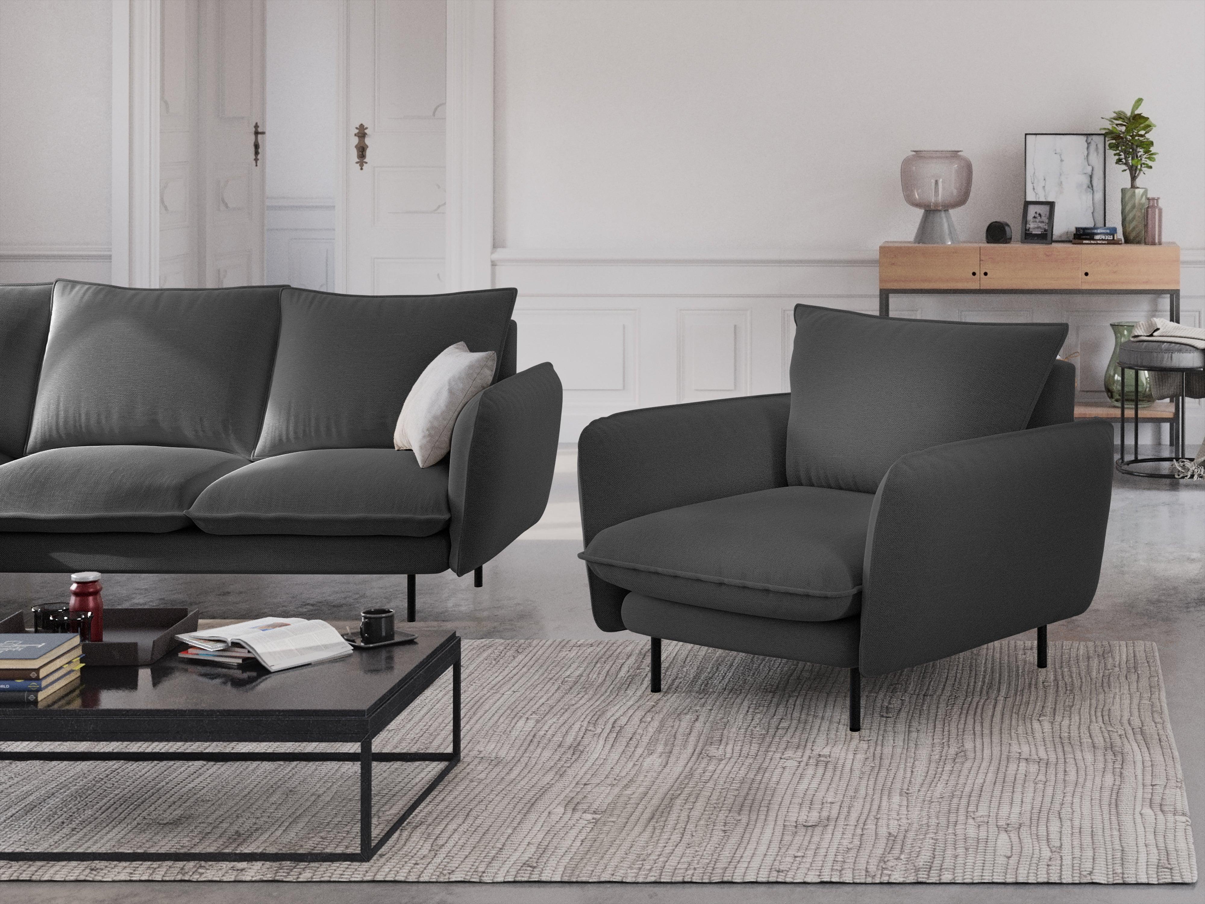 VIENNA armchair dark grey with black base - Eye on Design