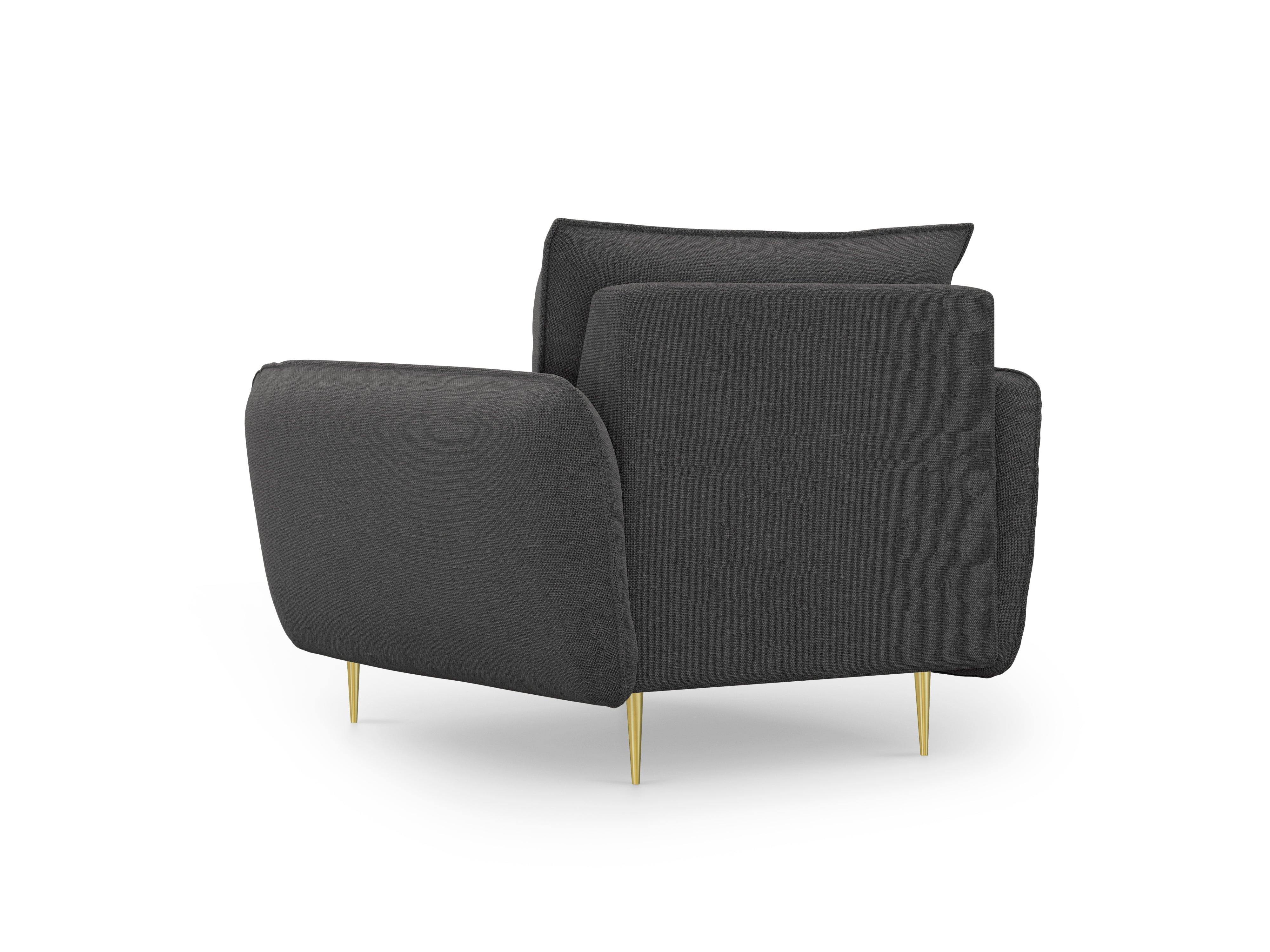 VIENNA armchair dark grey with gold base - Eye on Design